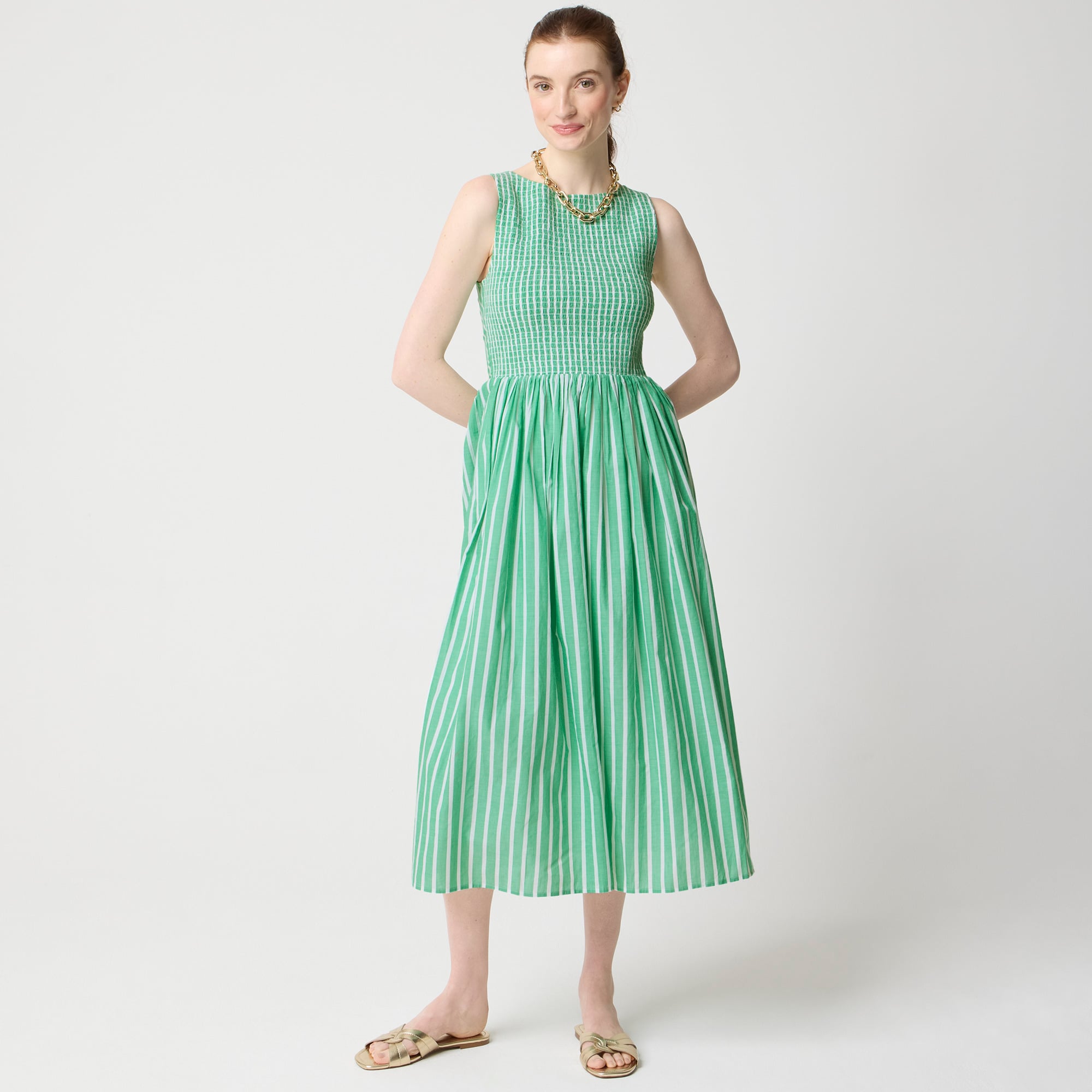 womens Smocked bateau-neck maxi dress