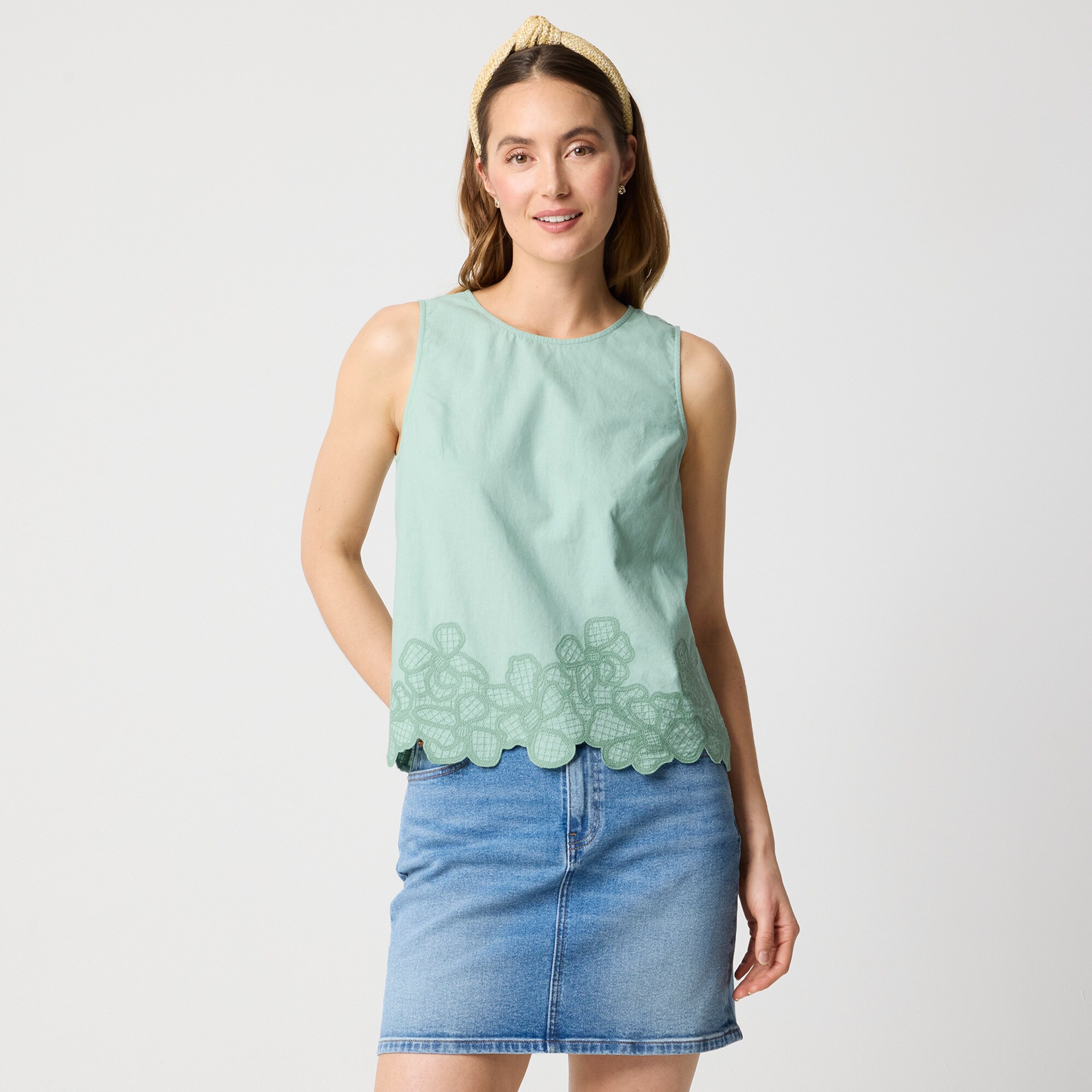 womens Embroidered-trim shell
