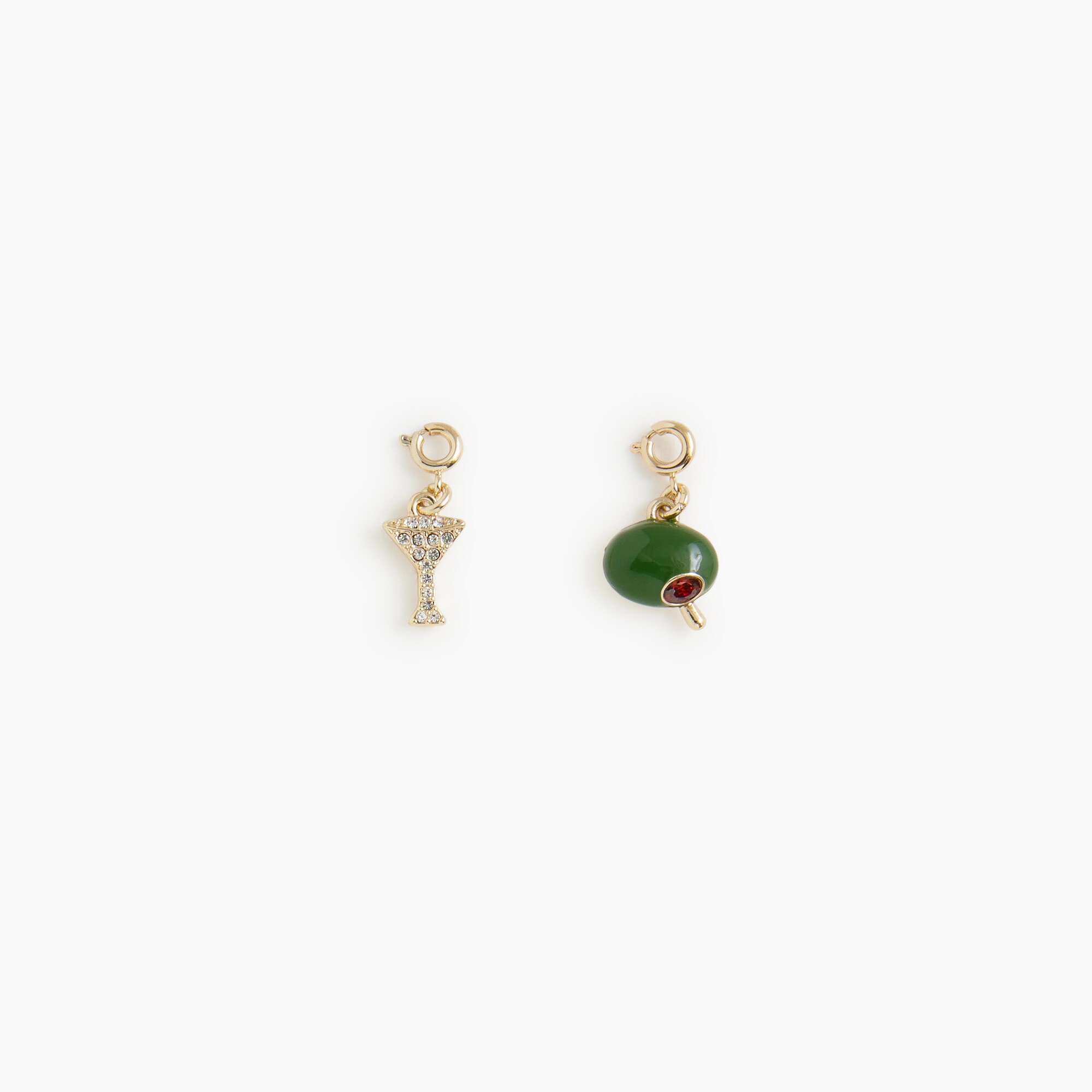 Martini and olive charms set