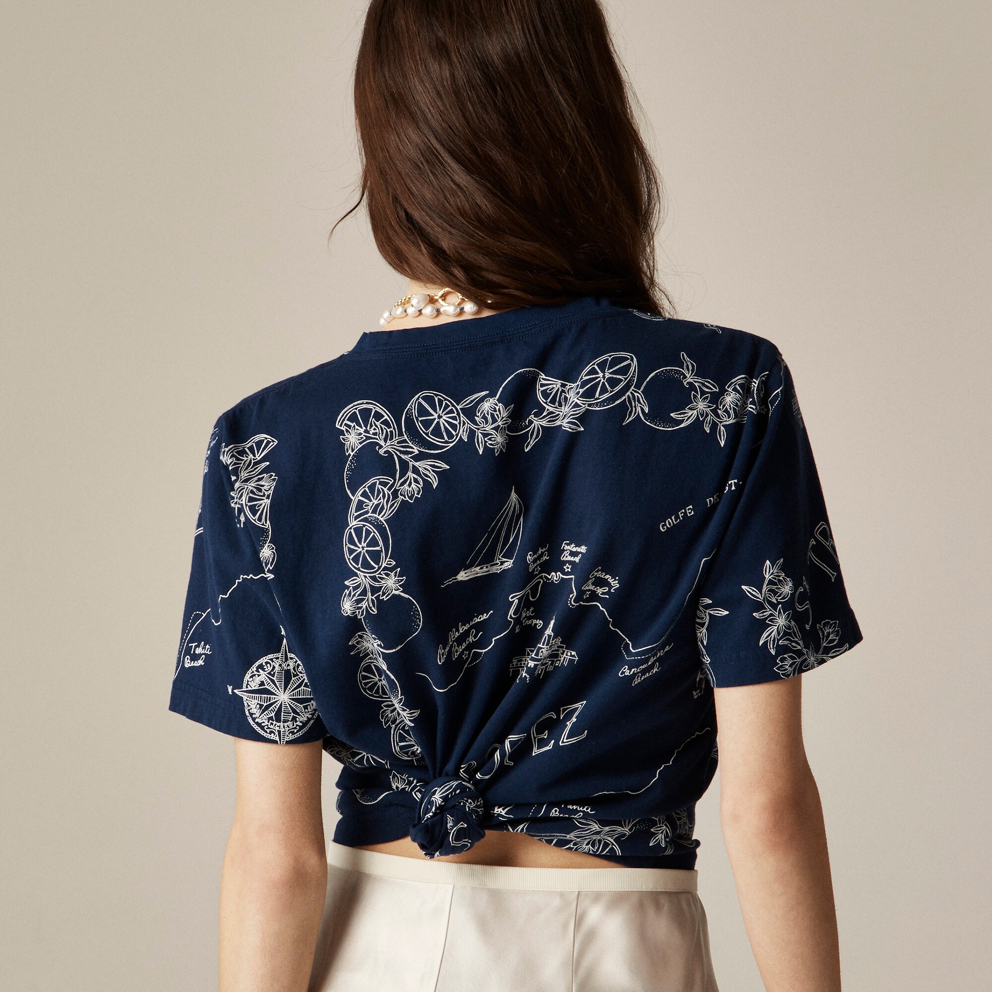 Classic-fit "St. Tropez" graphic T-shirt in broken-in jersey