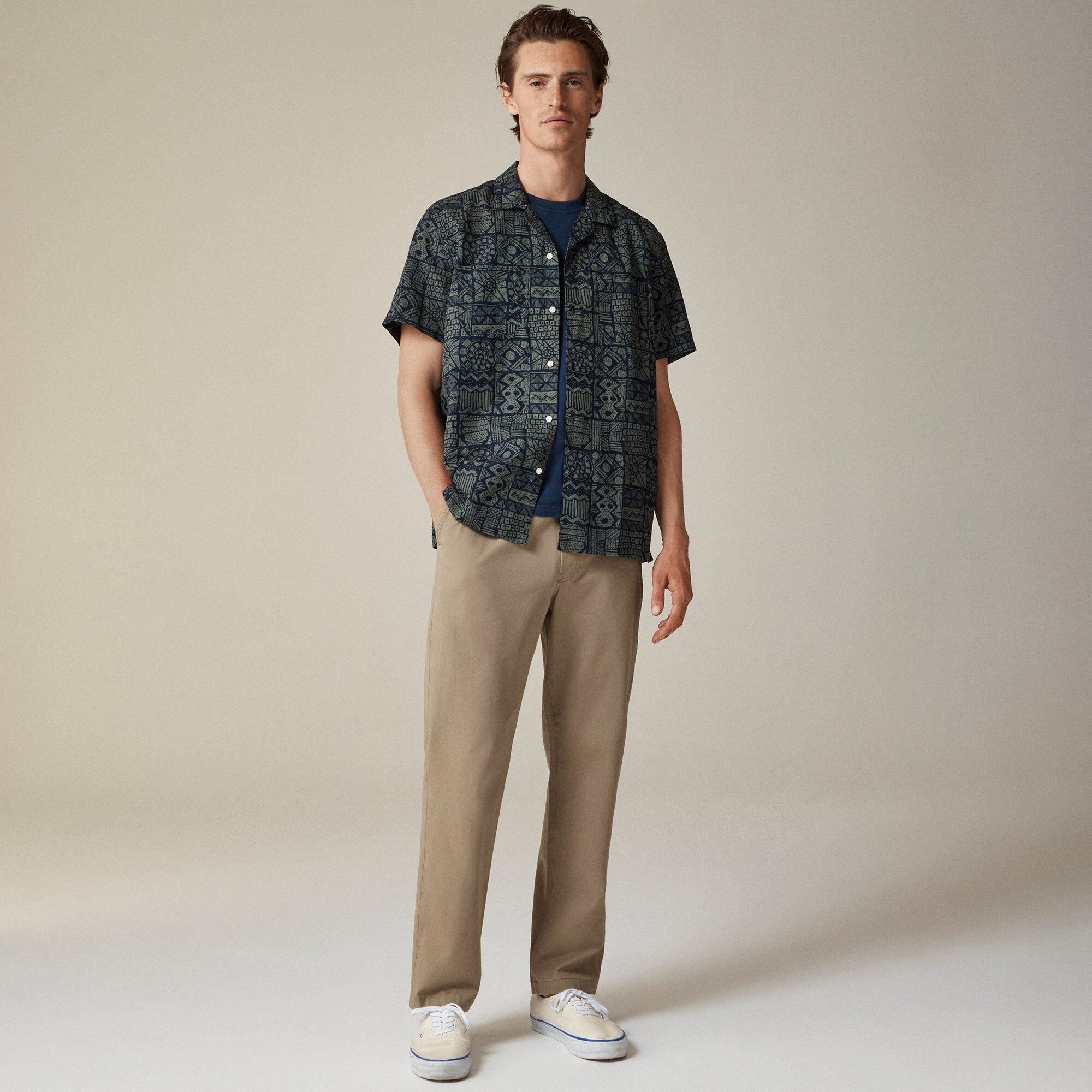 Drawstring pant in stretch cotton blend