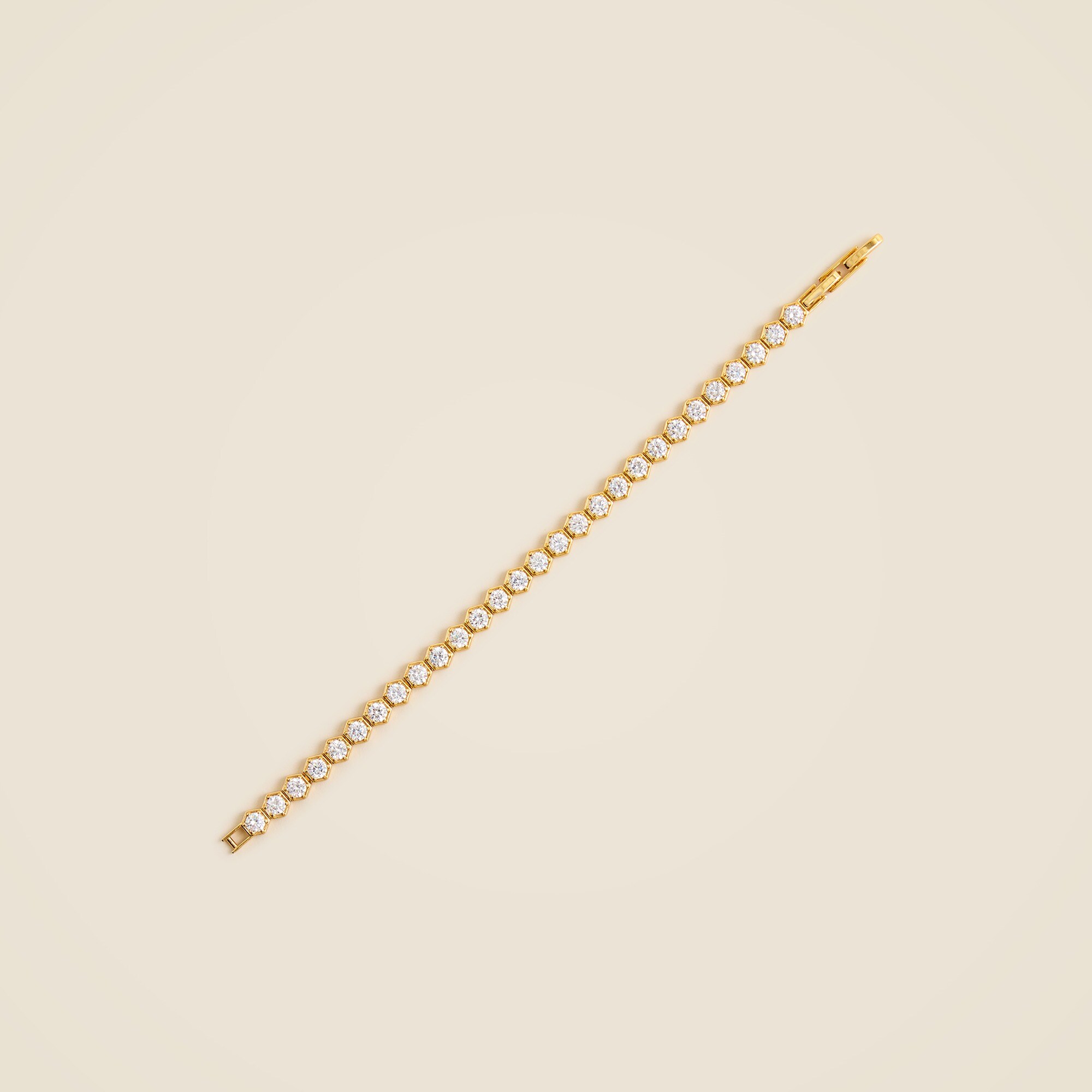 Hexagon cubic zirconia bezel-set tennis bracelet