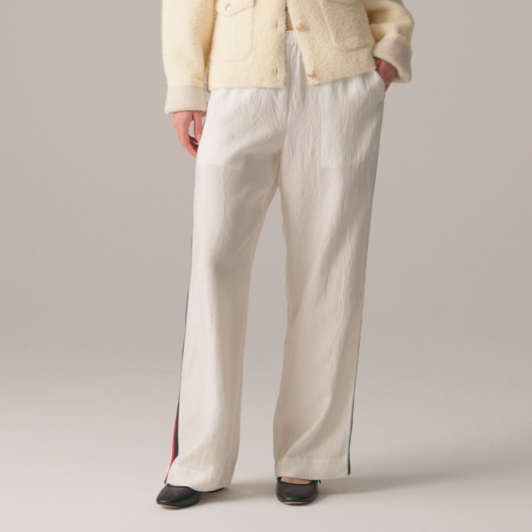 Stratus side-stripe pant in textured satin