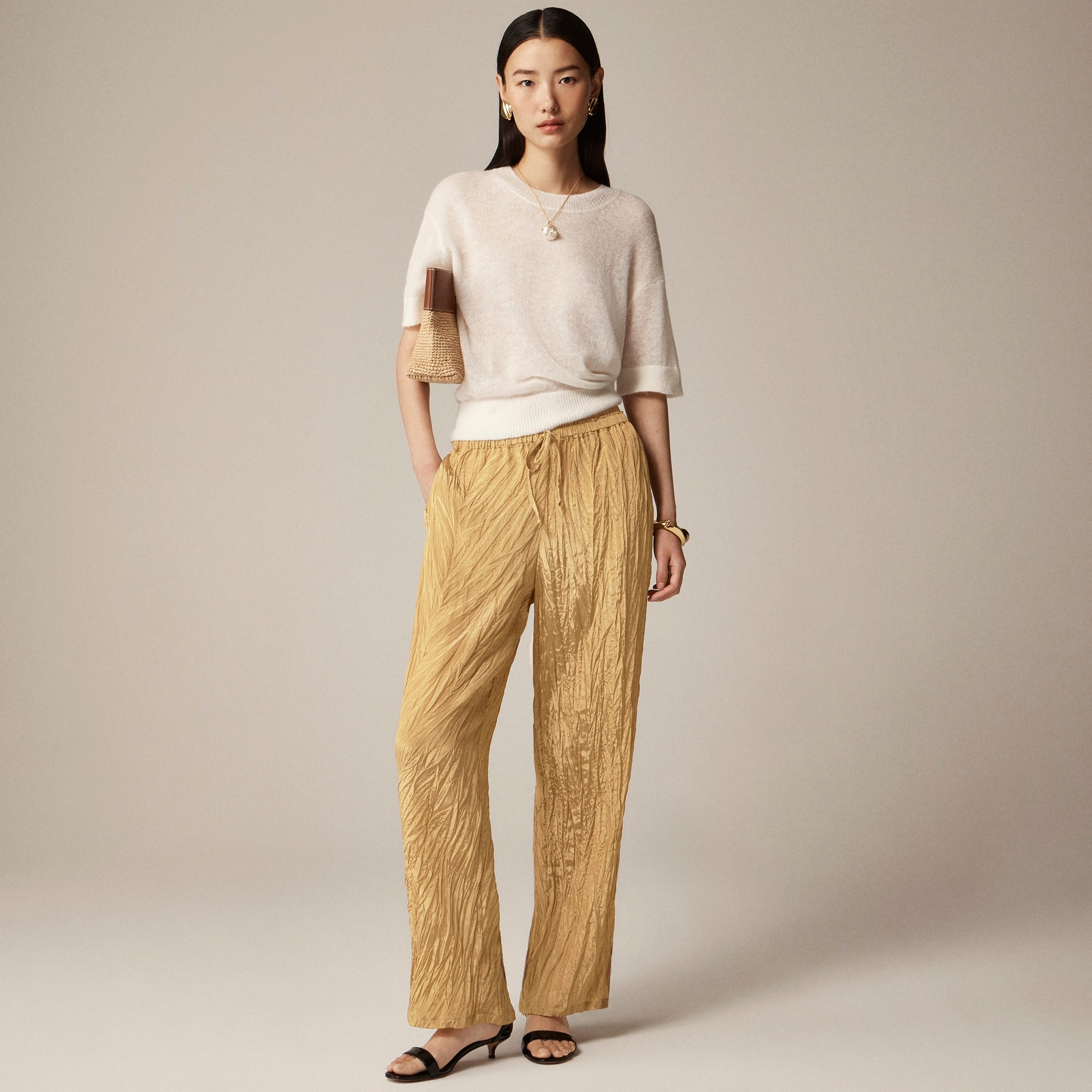 J.Crew: New Soleil Pant In Crinkled Viscose Blend For Women