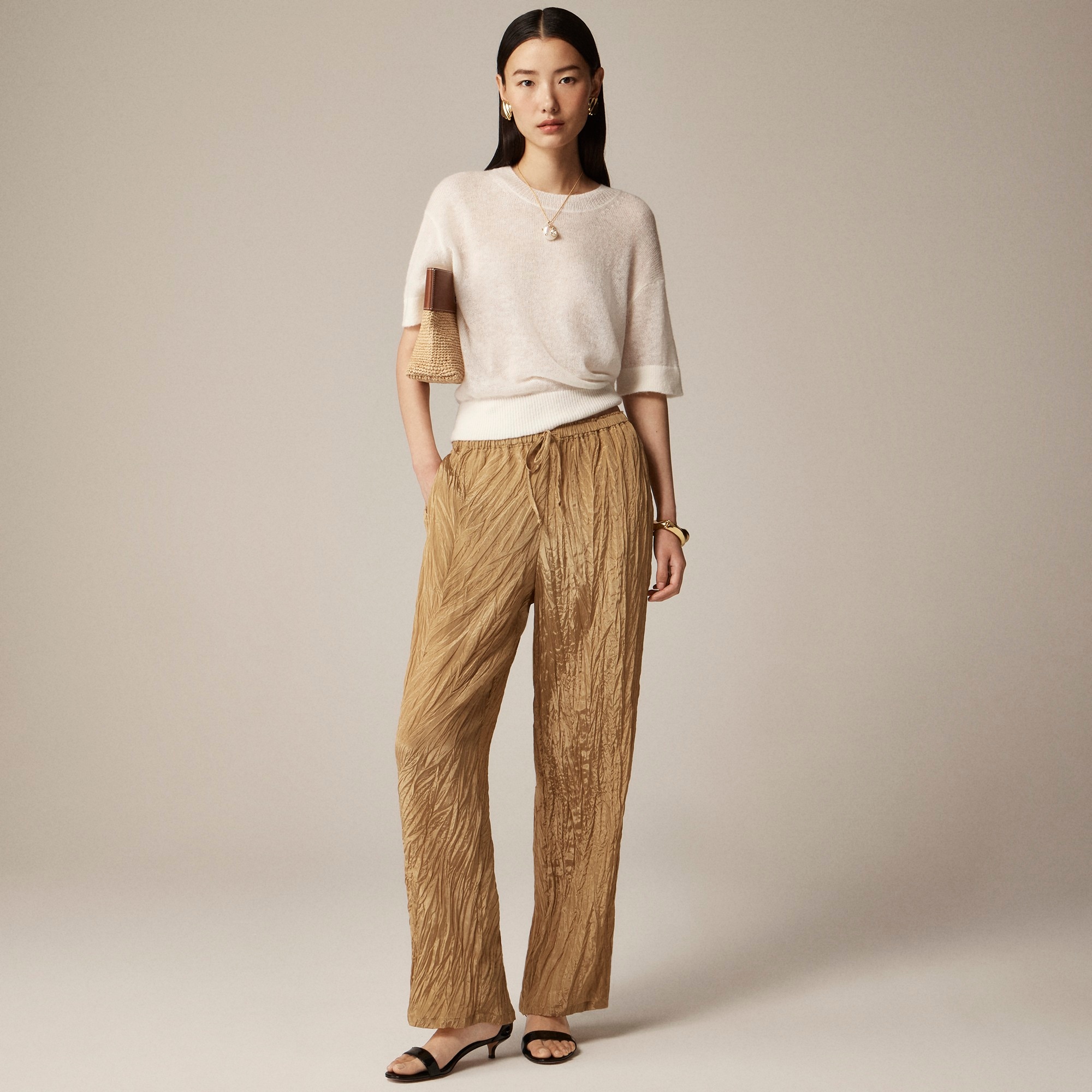 womens New Soleil pant in crinkled viscose blend