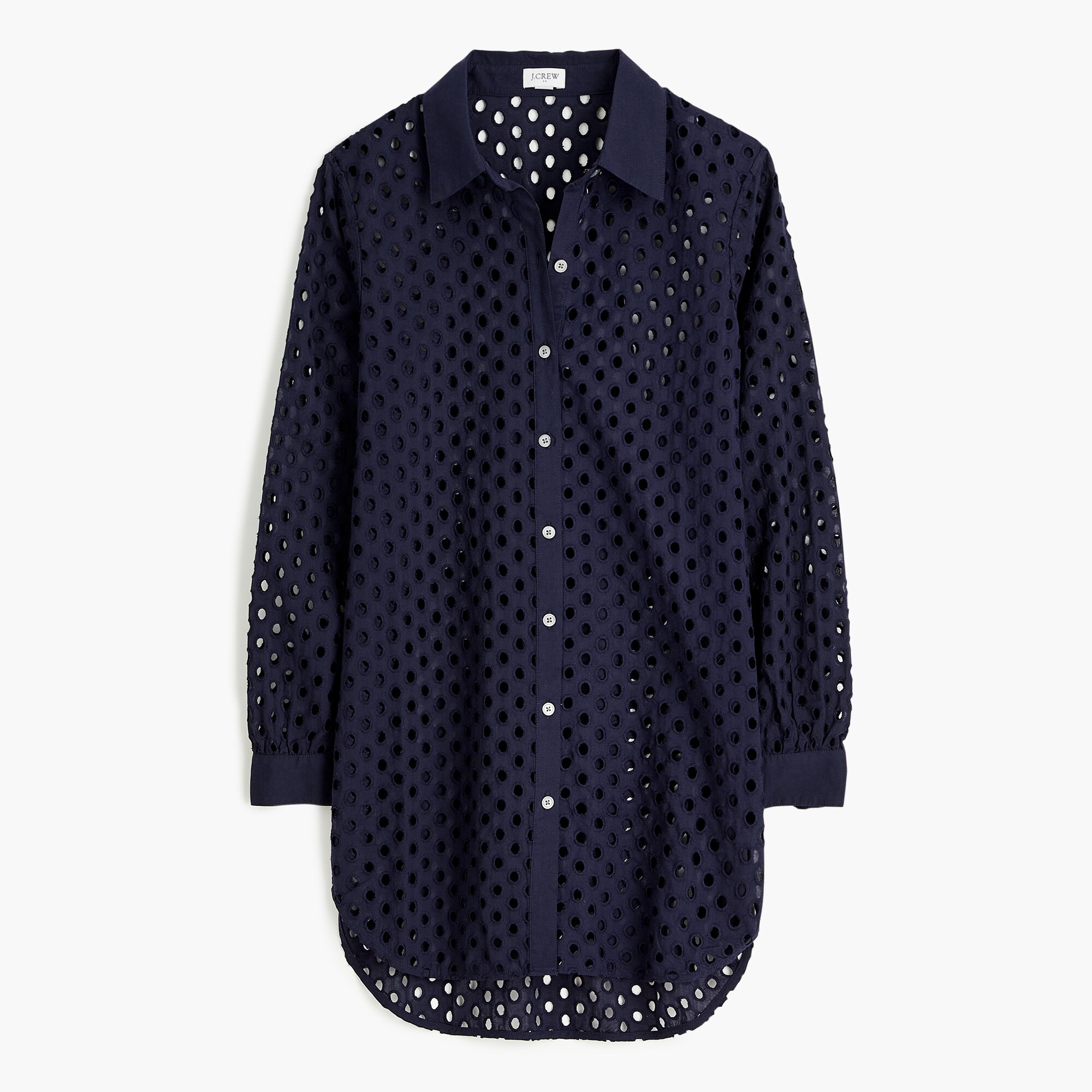 womens Button-front eyelet beach dress