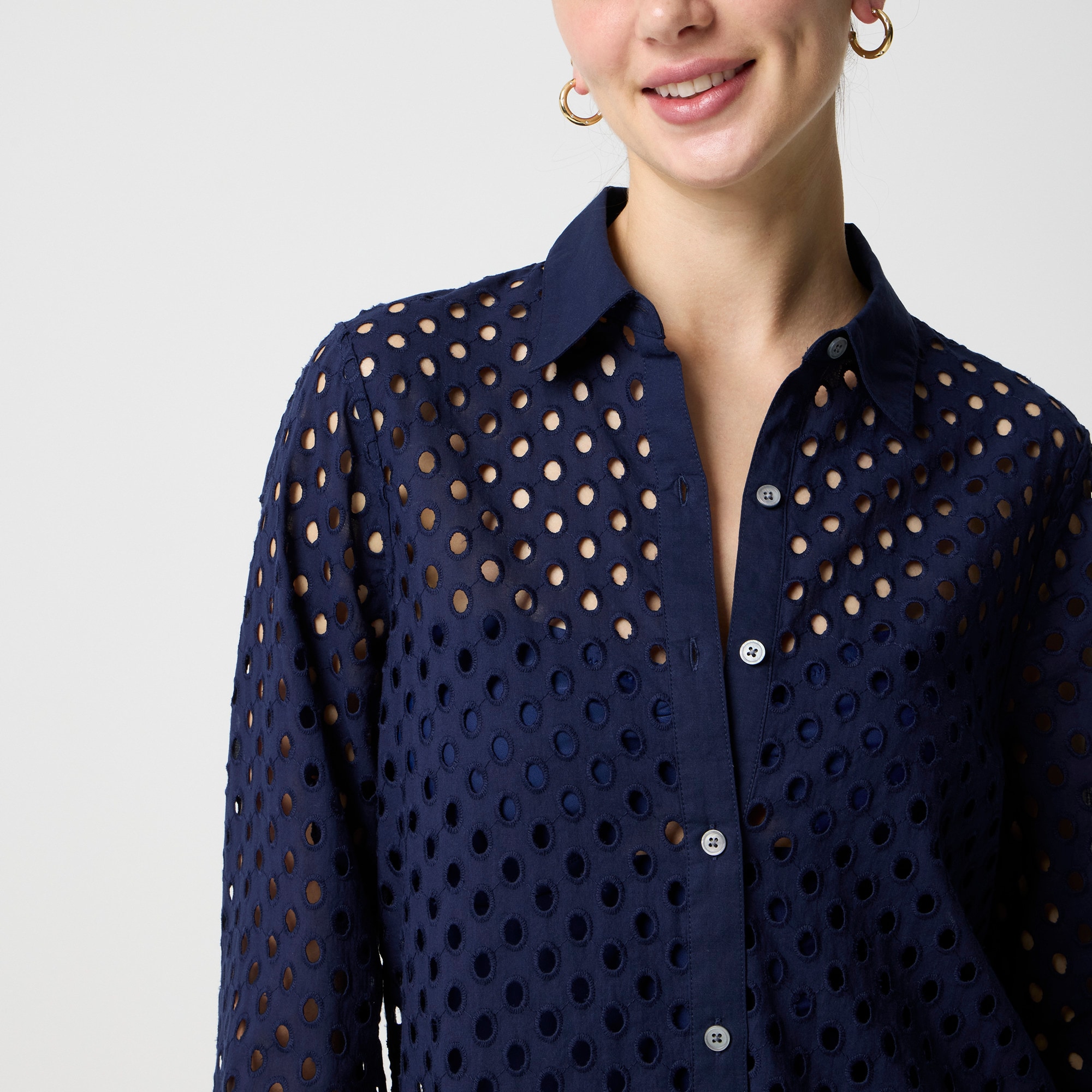 Button-front eyelet beach dress