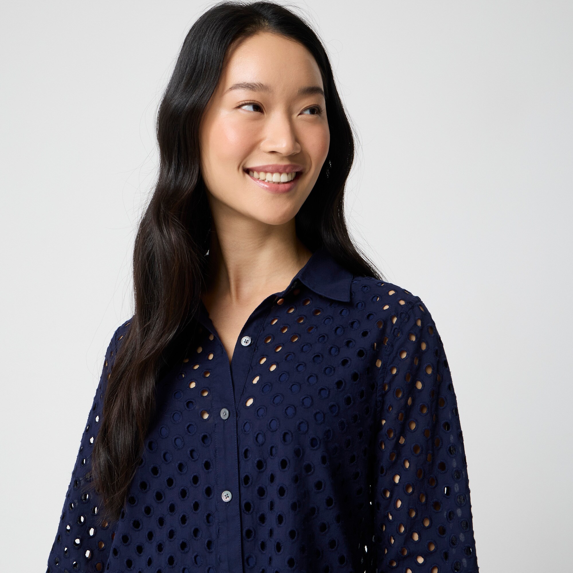 Button-front eyelet cover-up