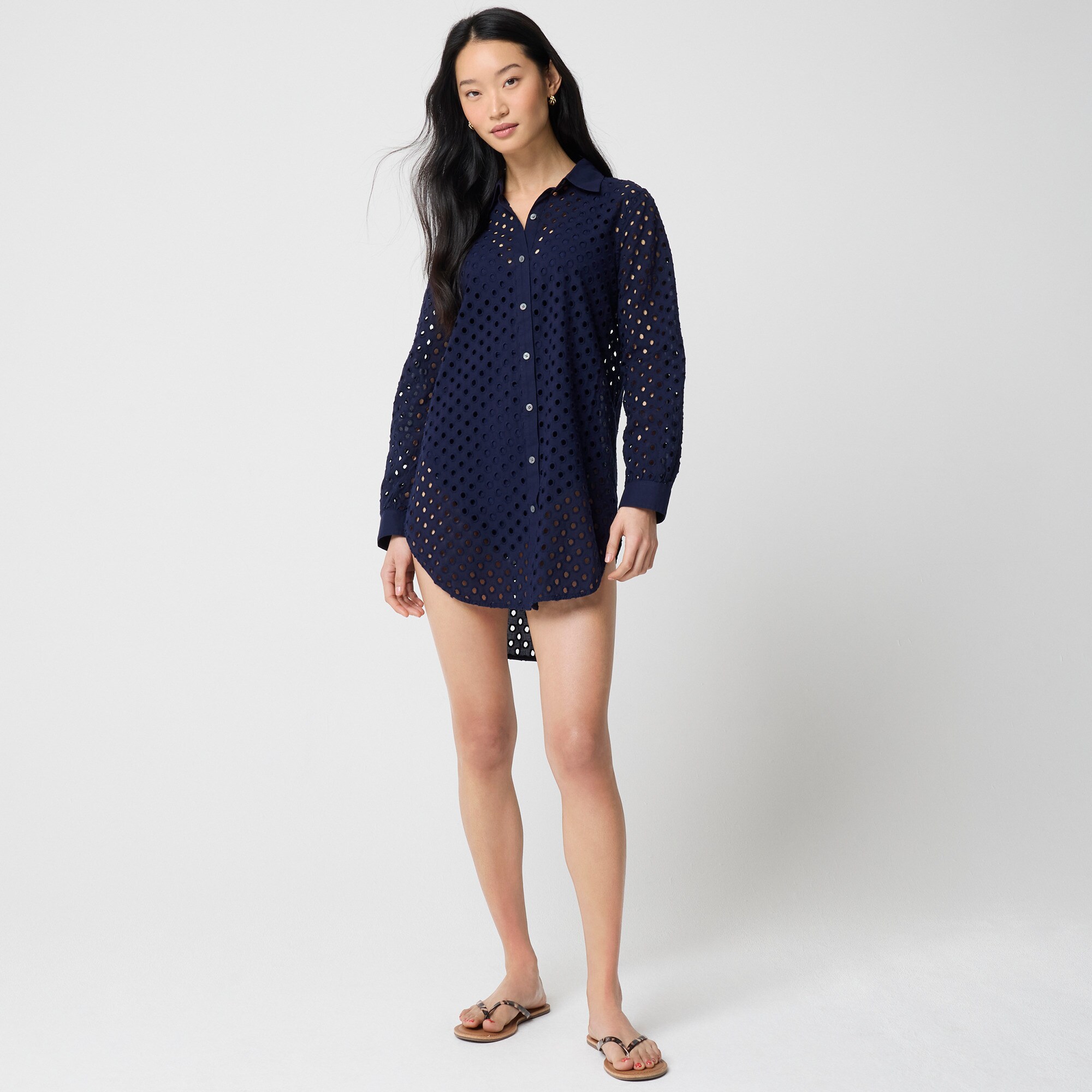  Button-front eyelet beach dress