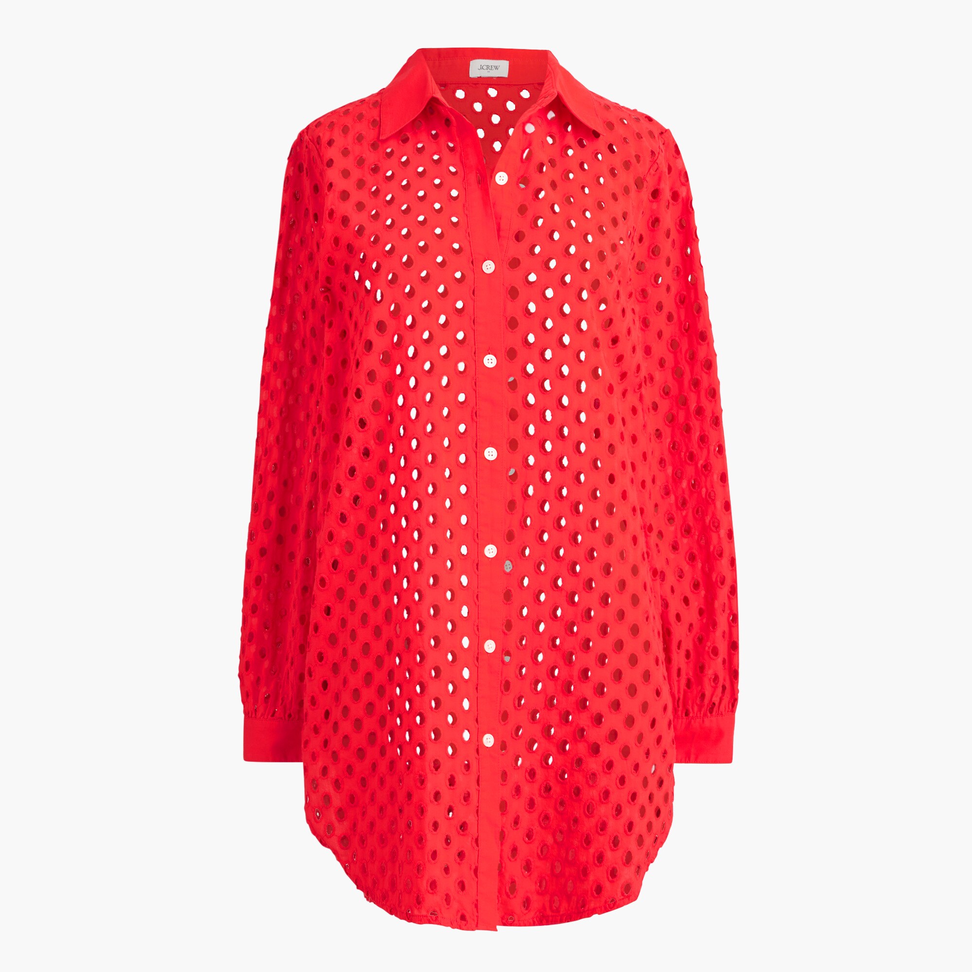 womens Button-front eyelet beach dress