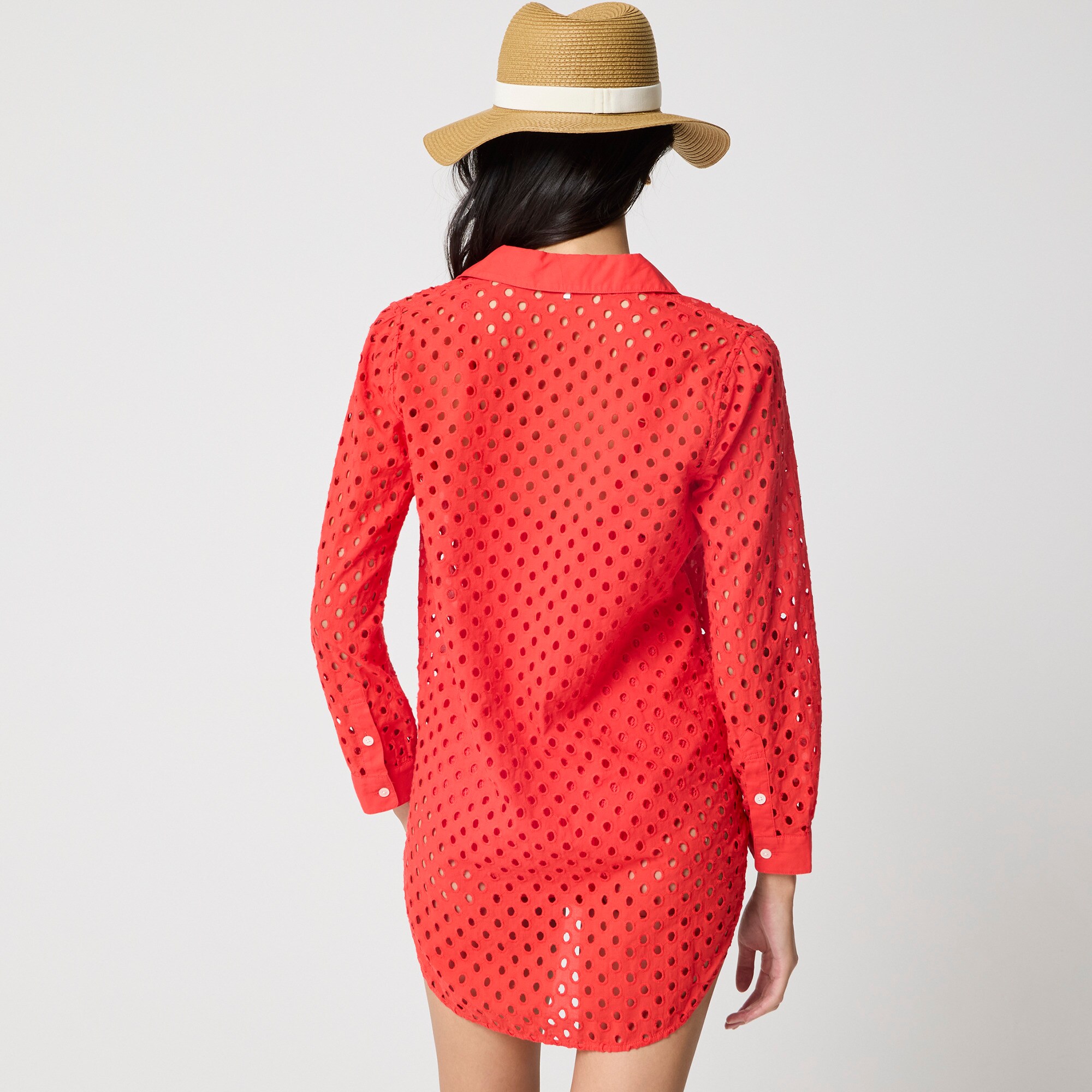 Button-front eyelet beach dress