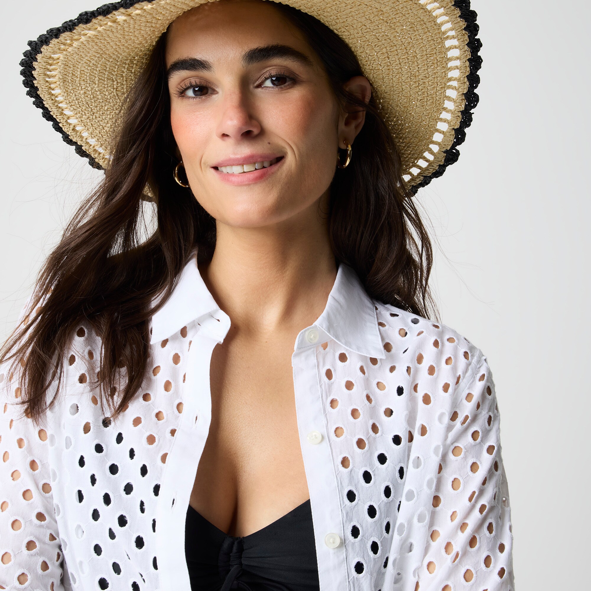Button-front eyelet beach dress