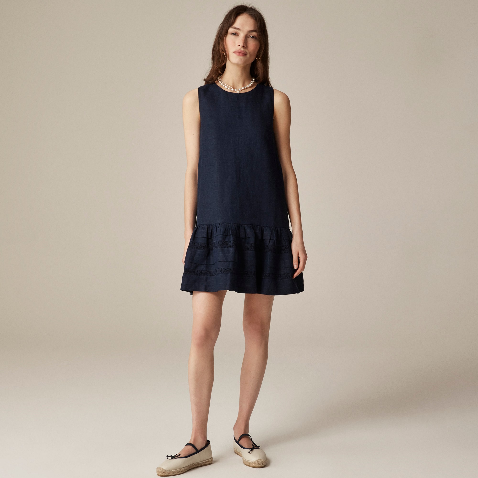 womens Maxine ruffle-trim dress in linen