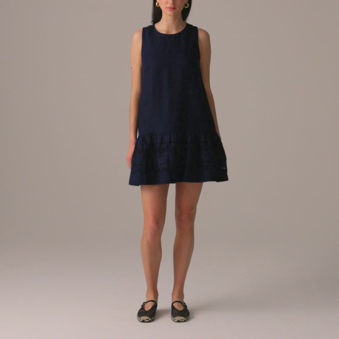 womens Maxine ruffle-trim dress in linen