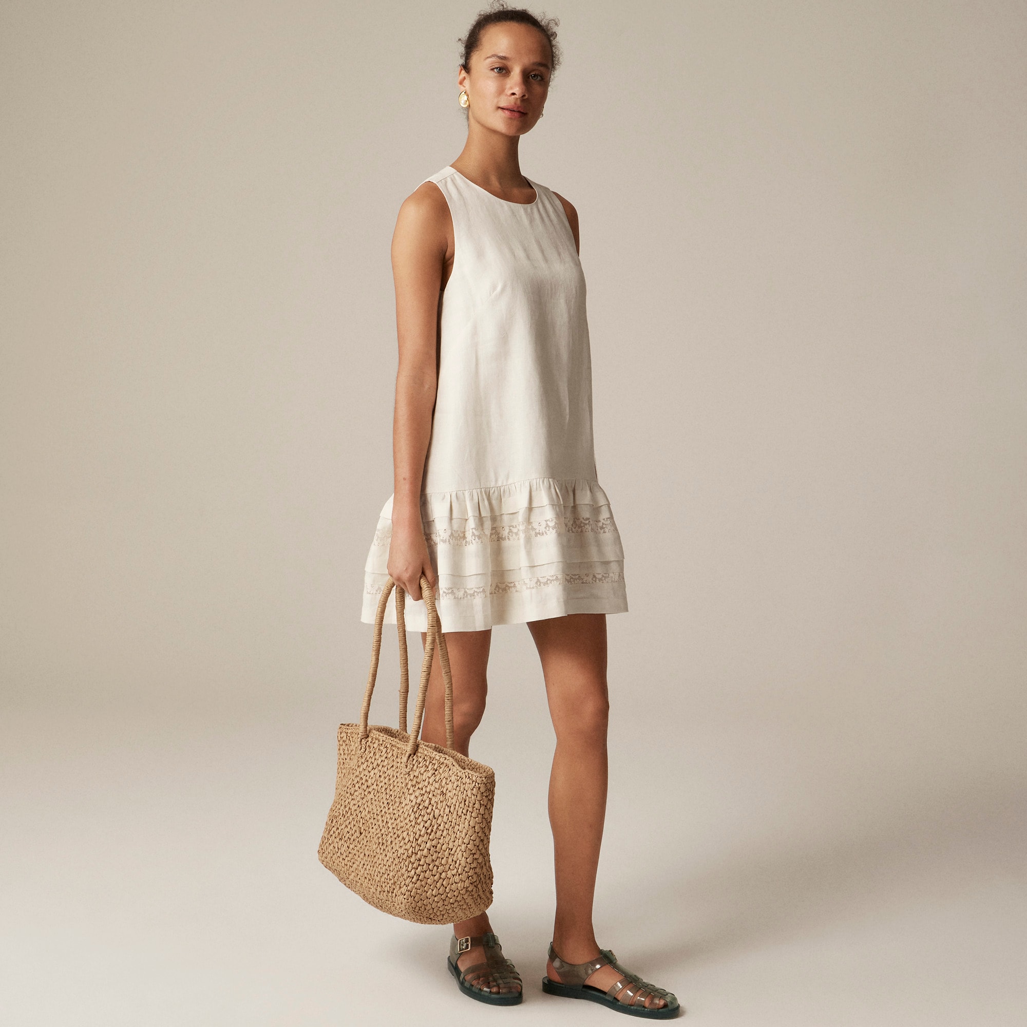 womens Maxine ruffle-trim dress in linen