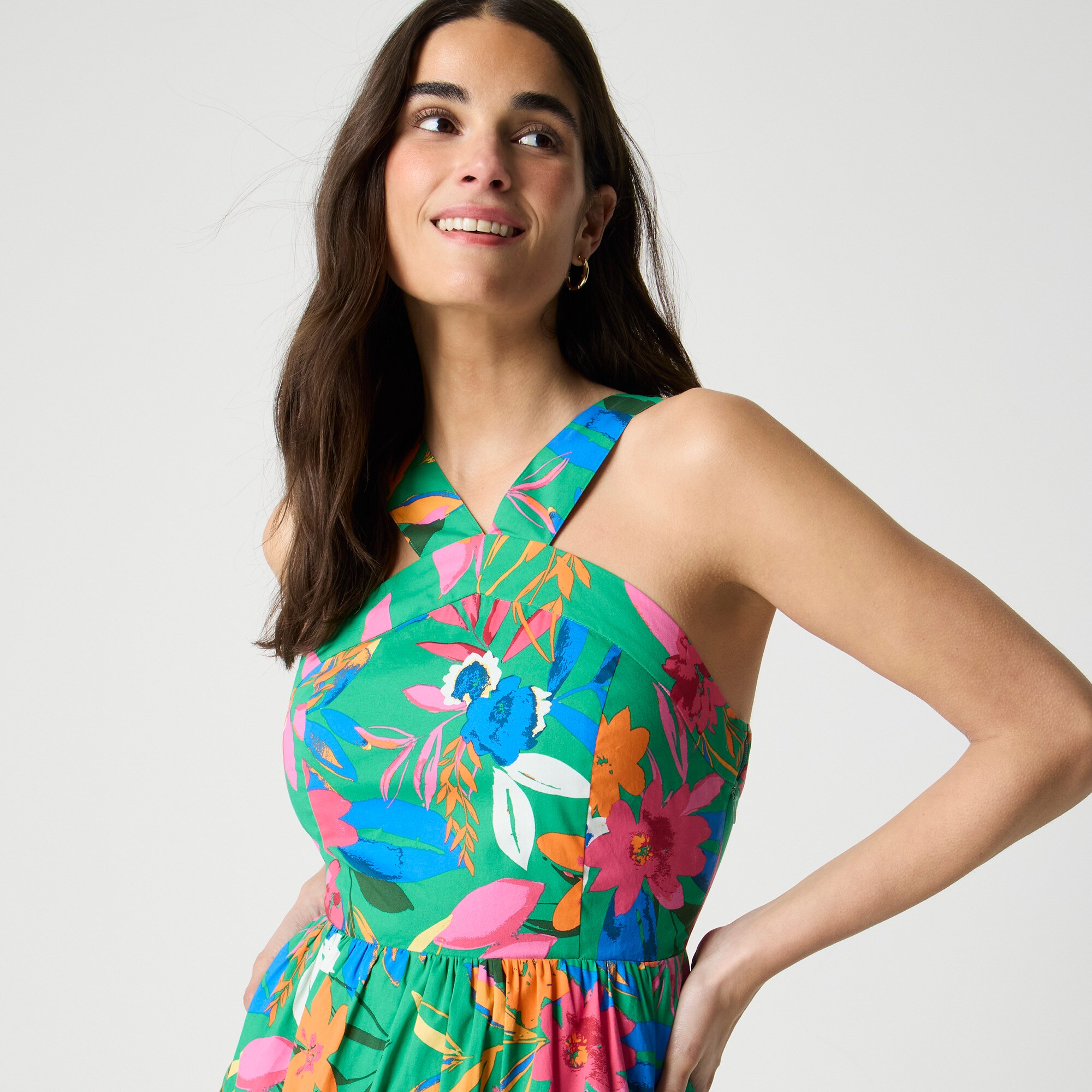 Printed Tiered Halter Midi Dress For Women | Factory
