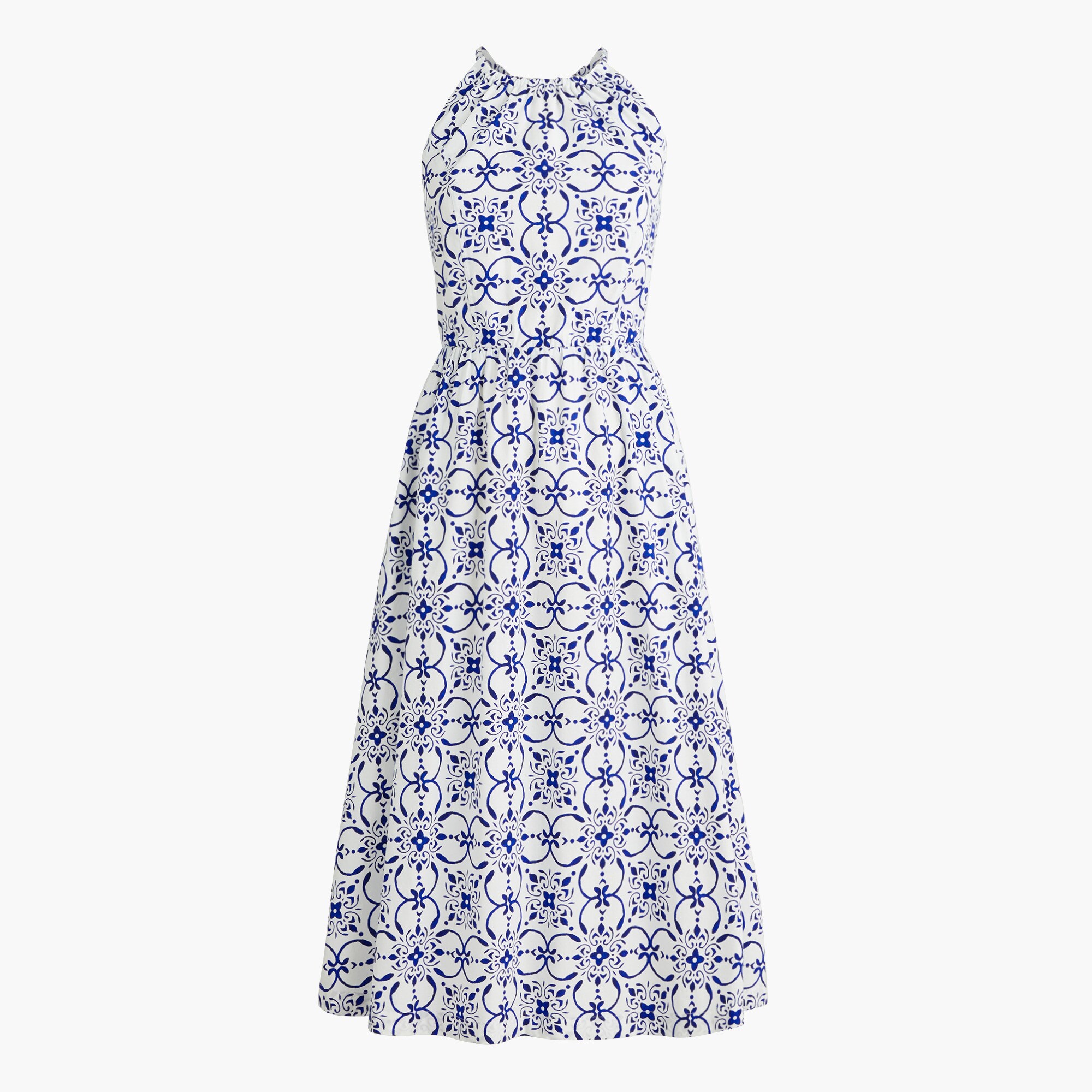Strappy poplin halter dress