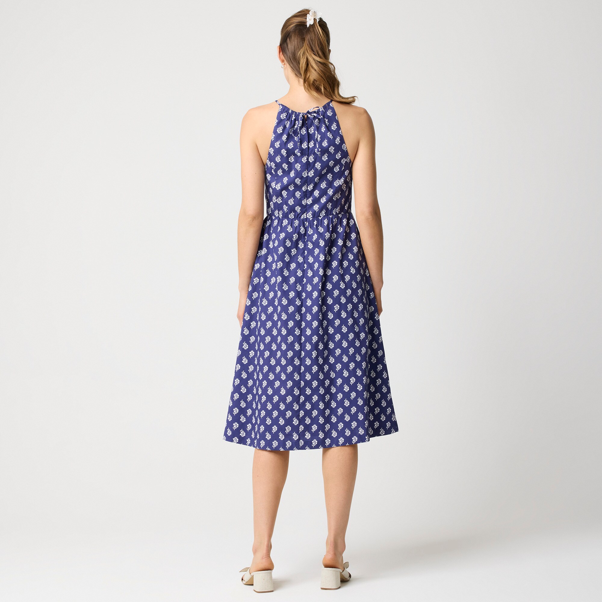 Strappy poplin halter dress