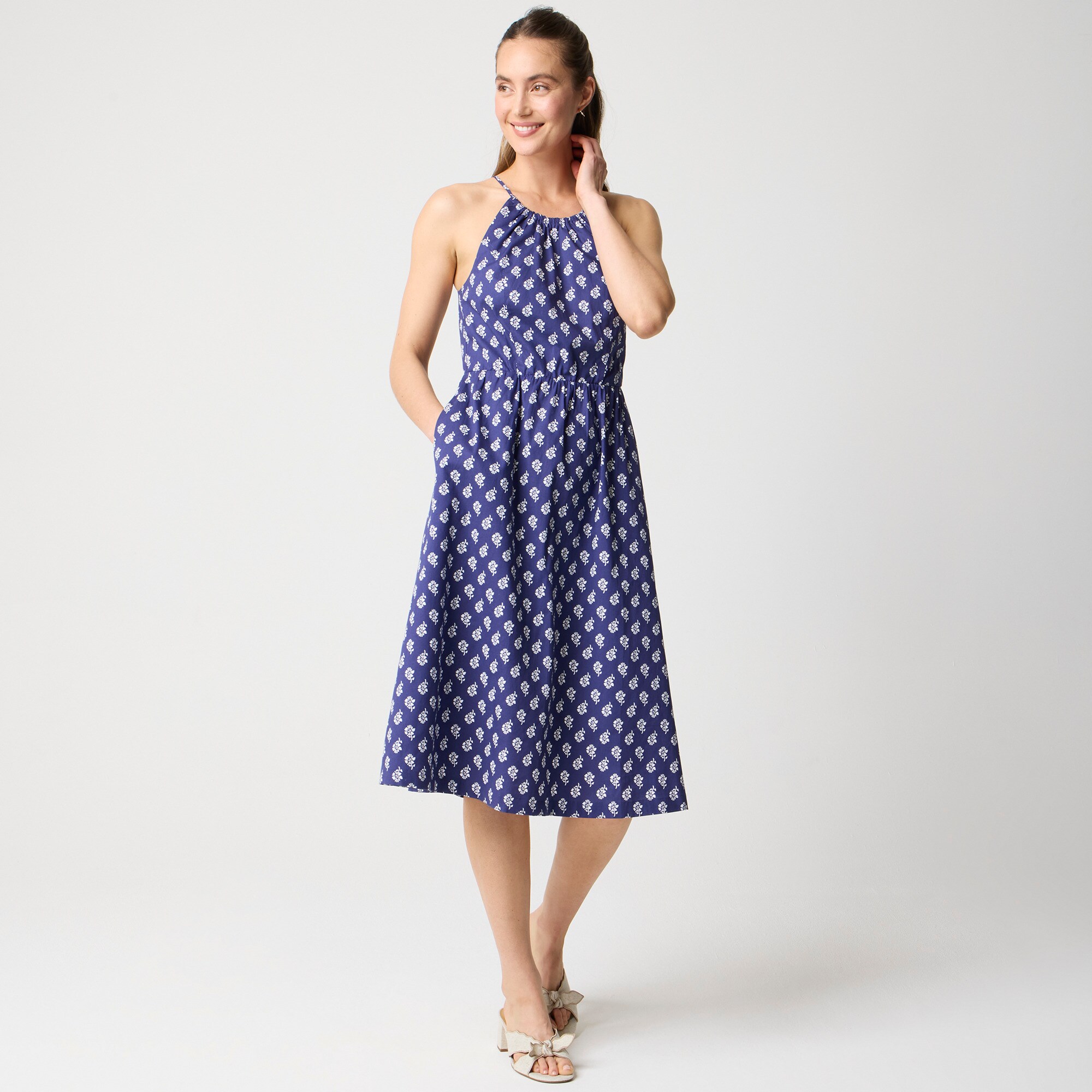 womens Strappy poplin halter dress