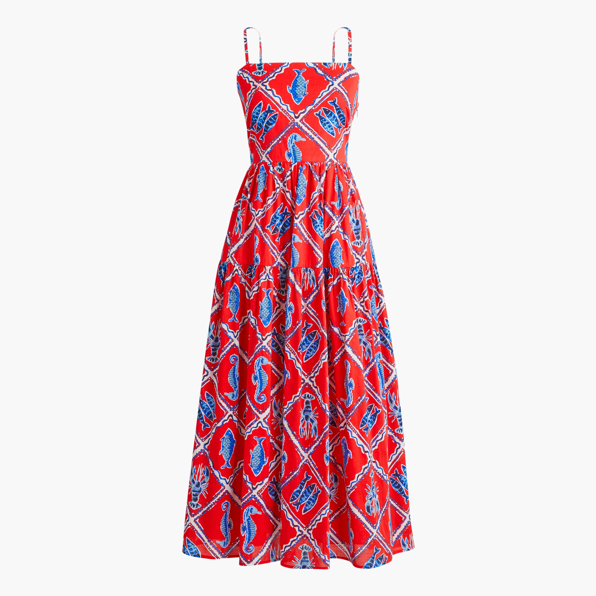 knee length dresses for ladies Retro Gingham Midi Dress with Red Bow main image 1
