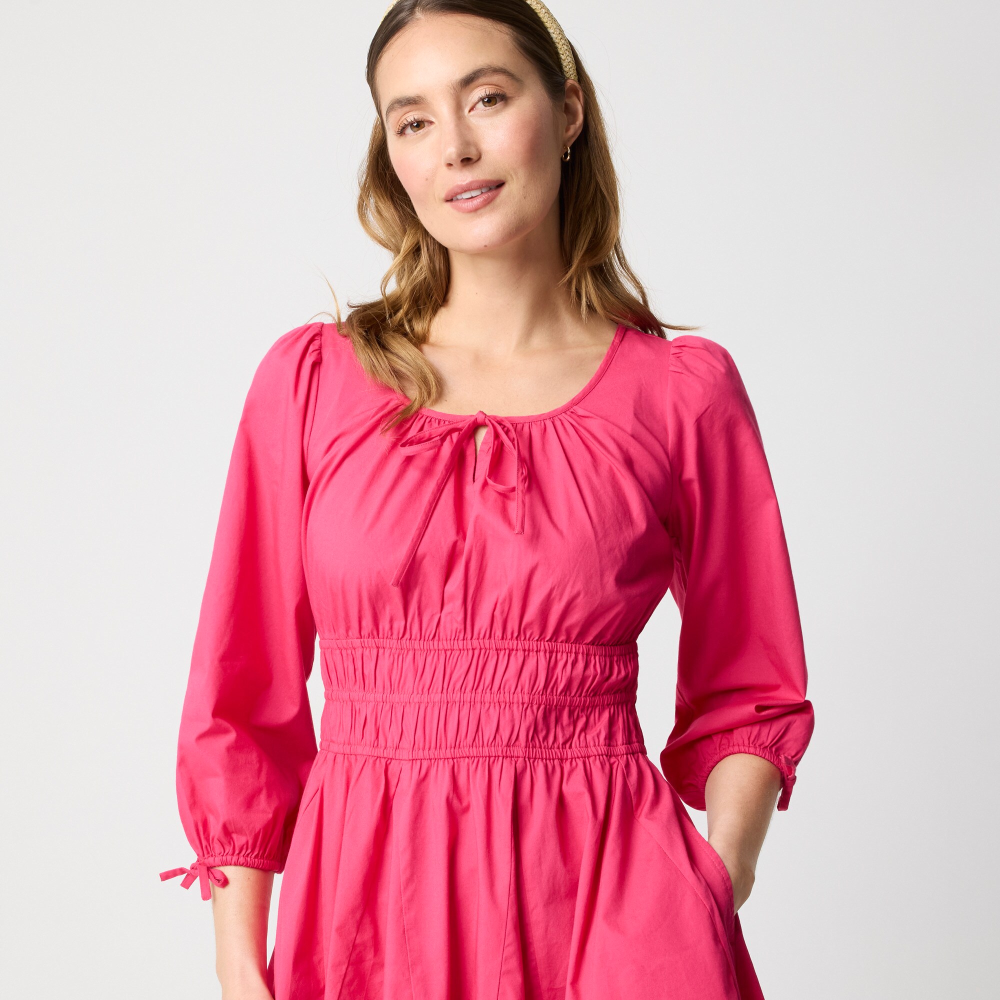 Smocked-waist mini dress