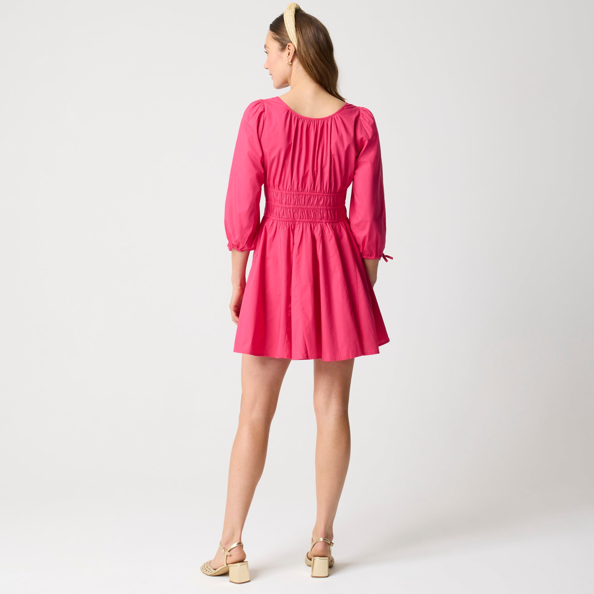 Smocked-waist mini dress