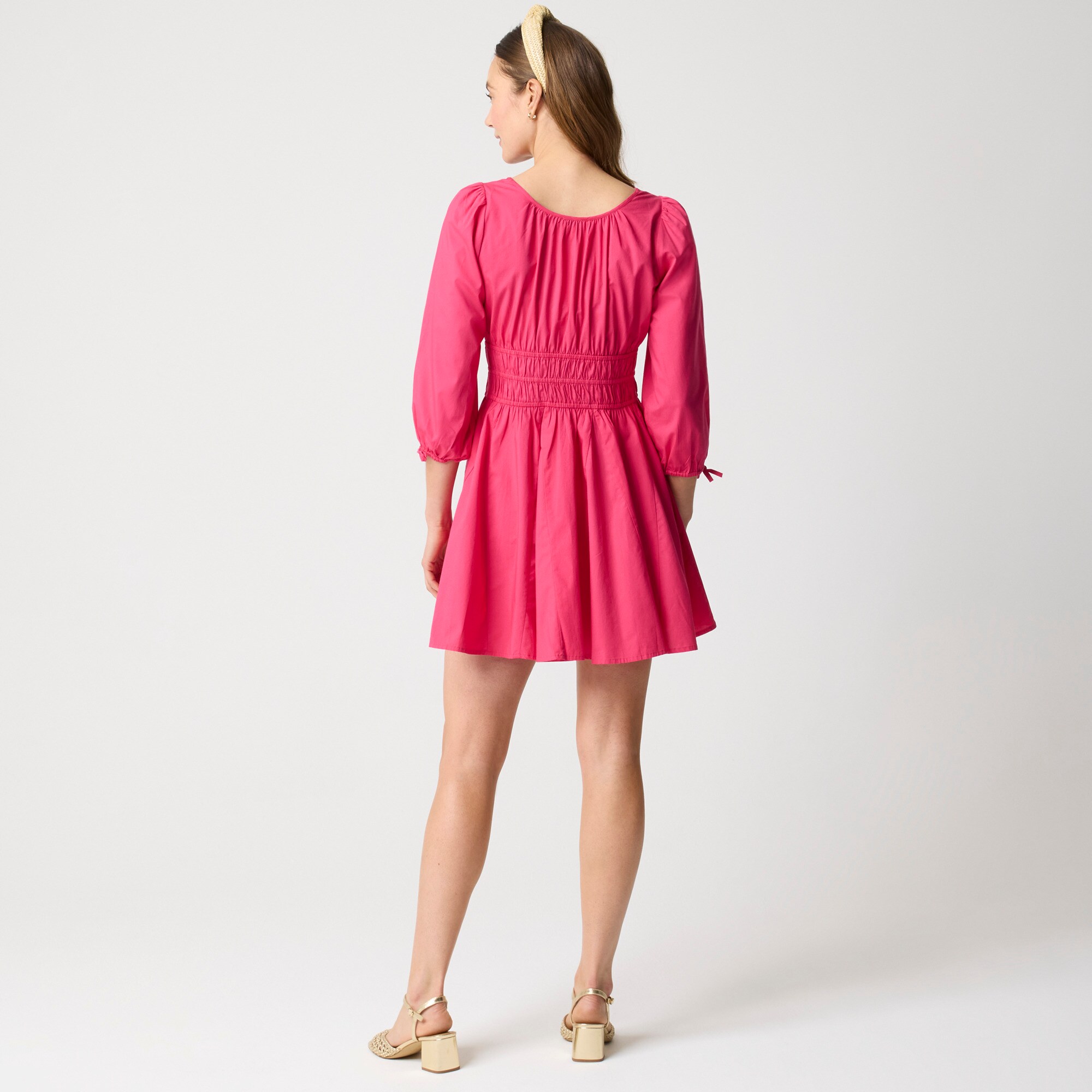 Smocked-waist mini dress