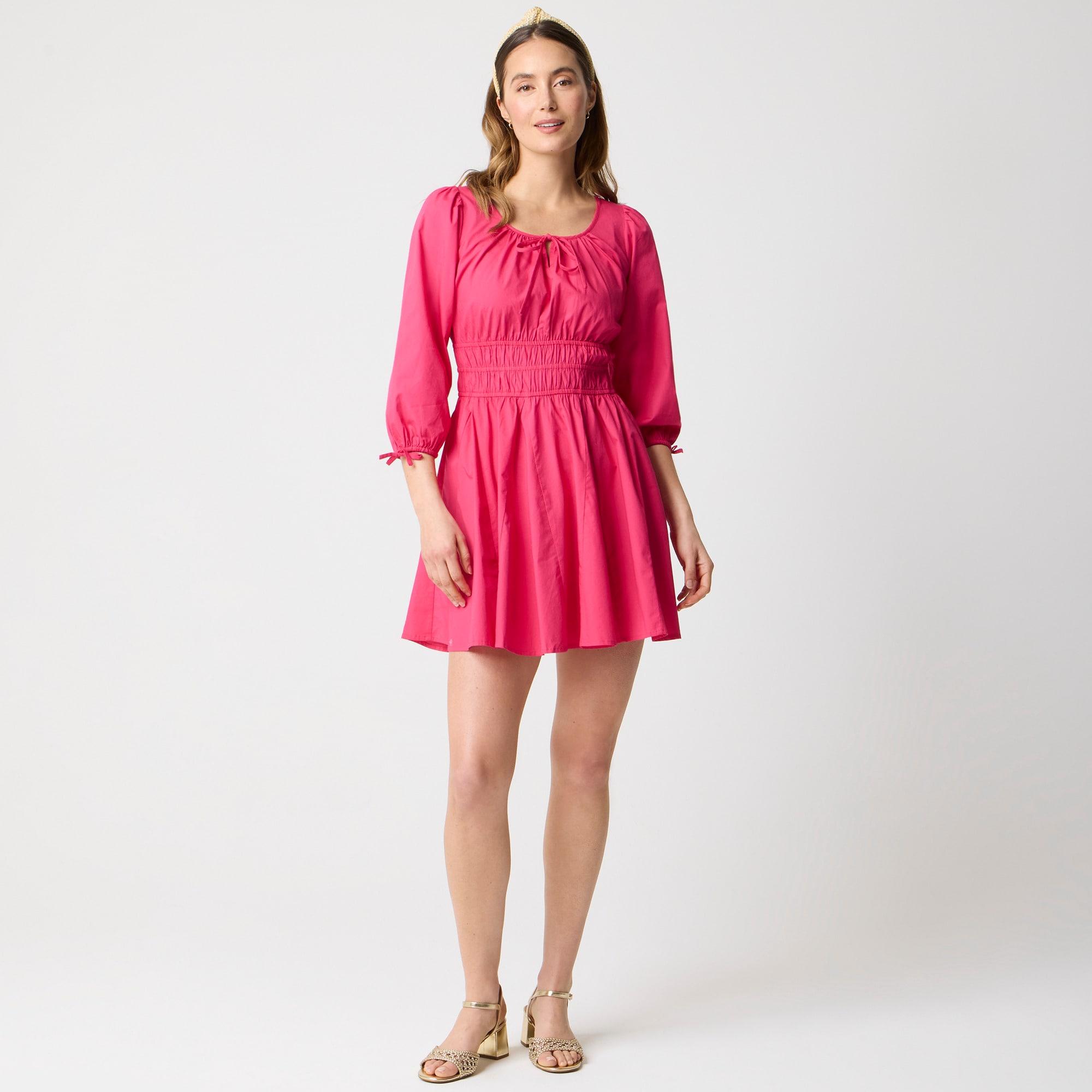  Smocked-waist mini dress