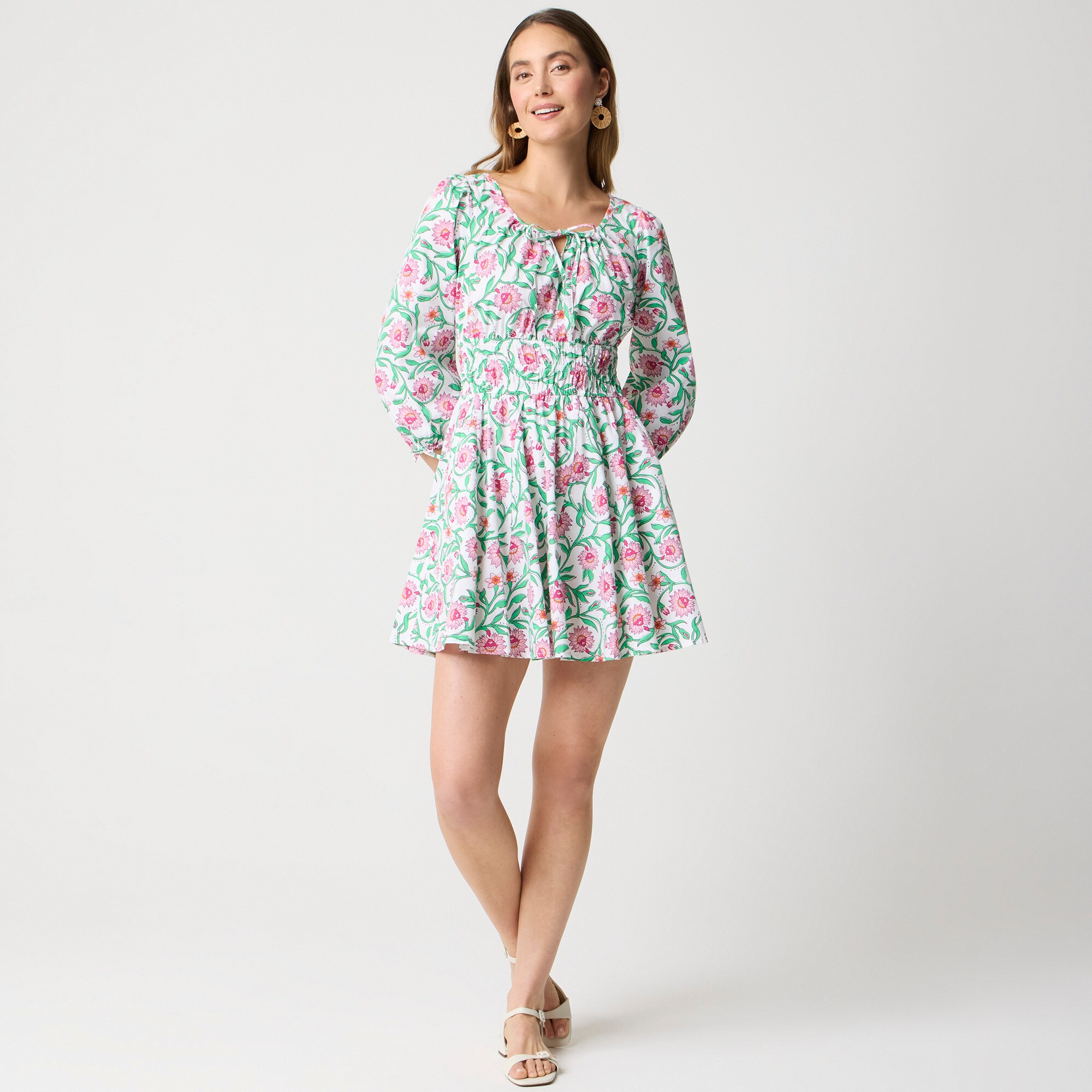 womens Smocked-waist mini dress
