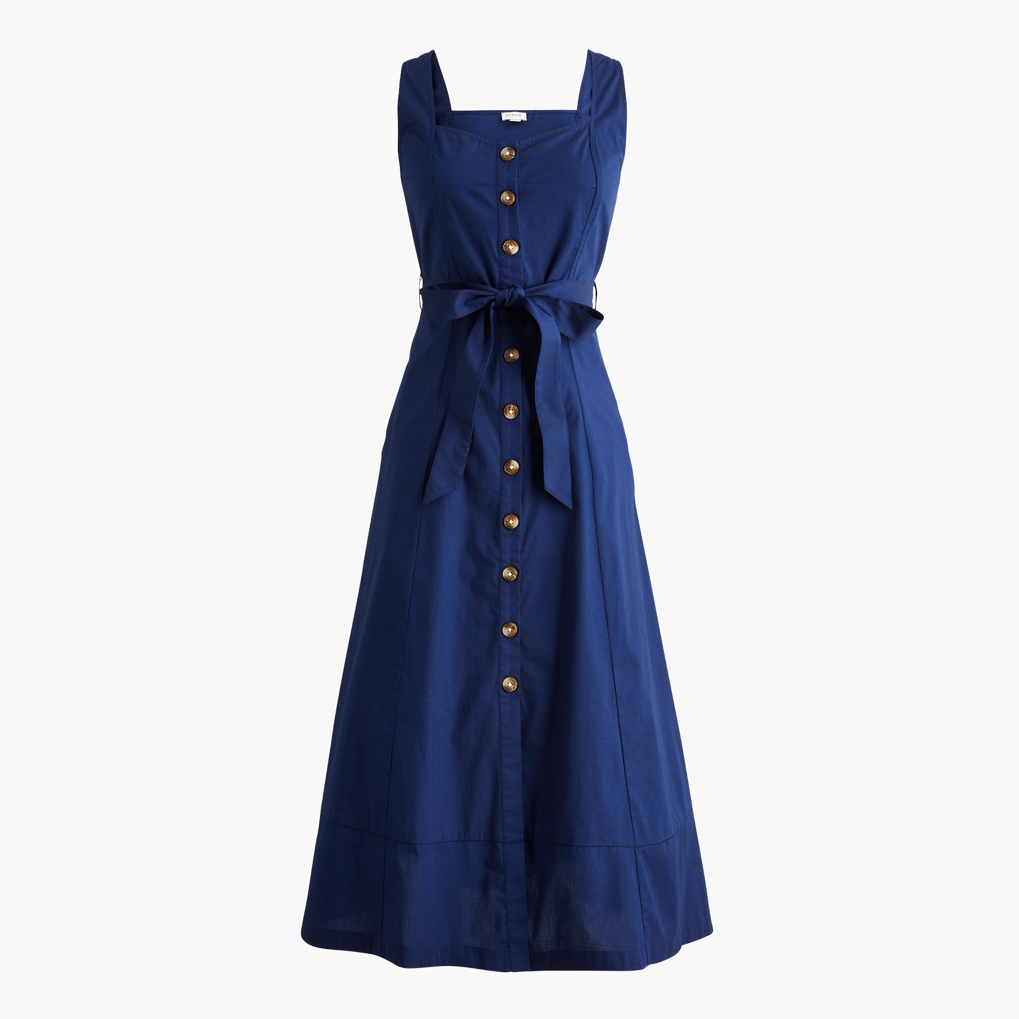 Button-front belted midi dress