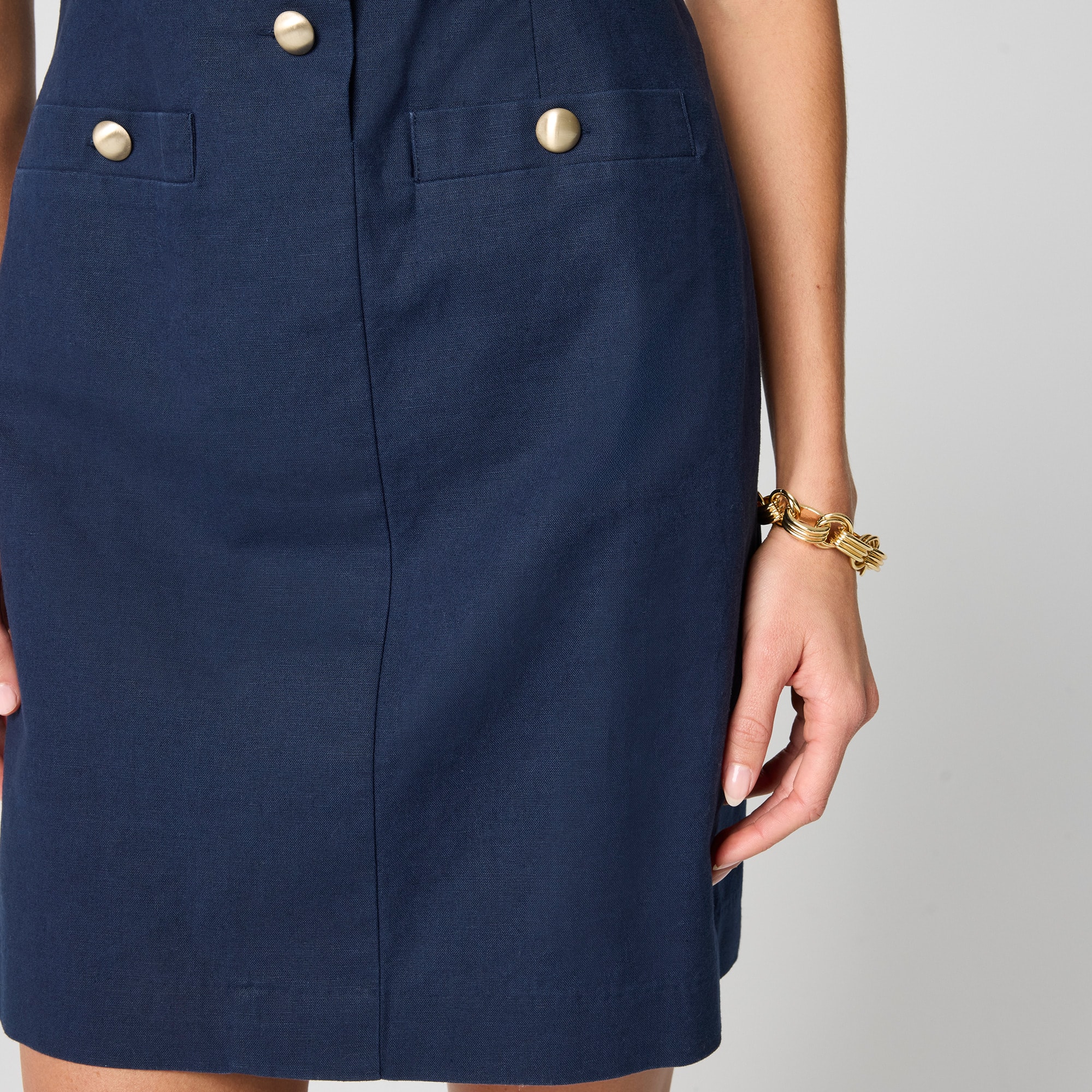 Linen-blend button-front mini dress