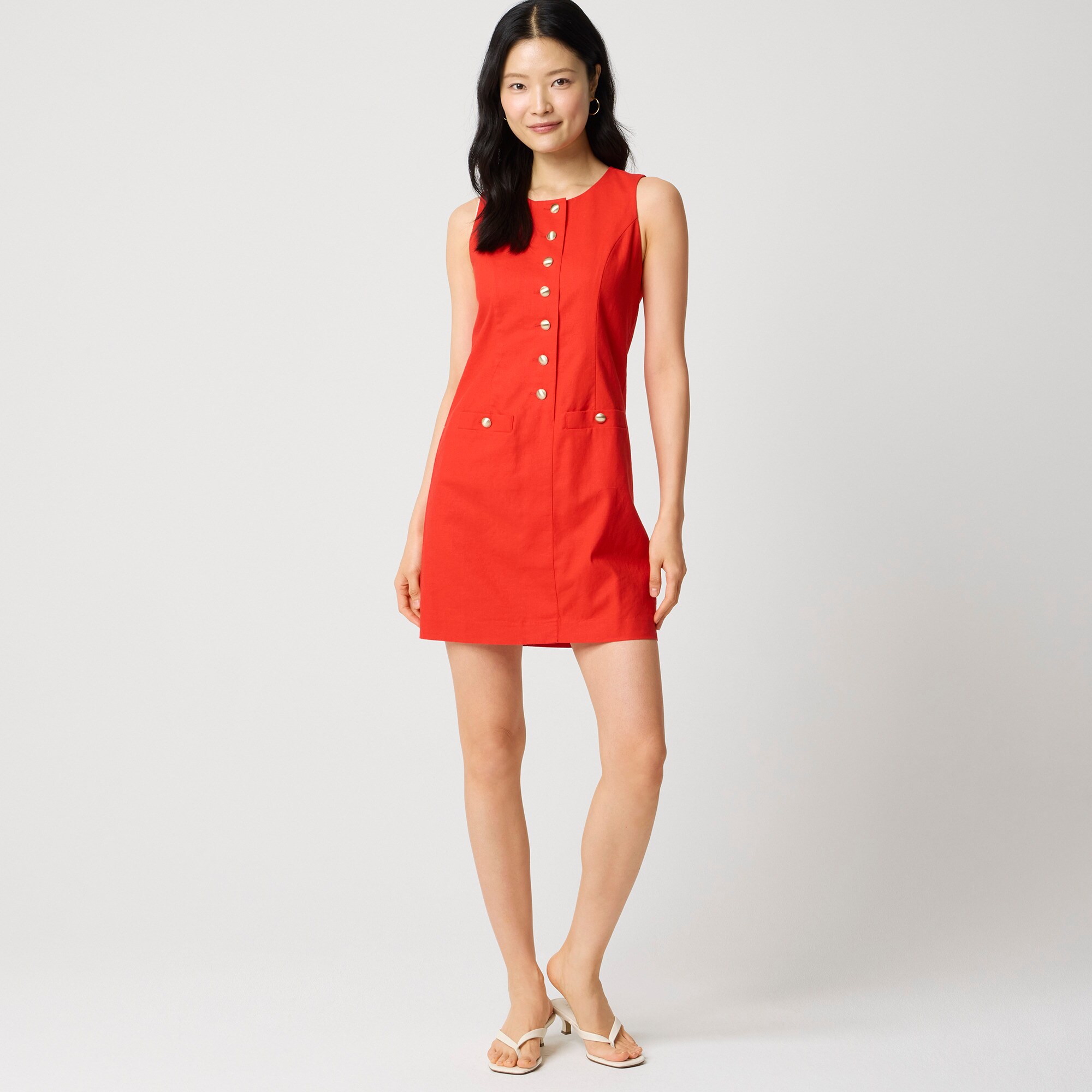 womens Linen-blend button-front mini dress