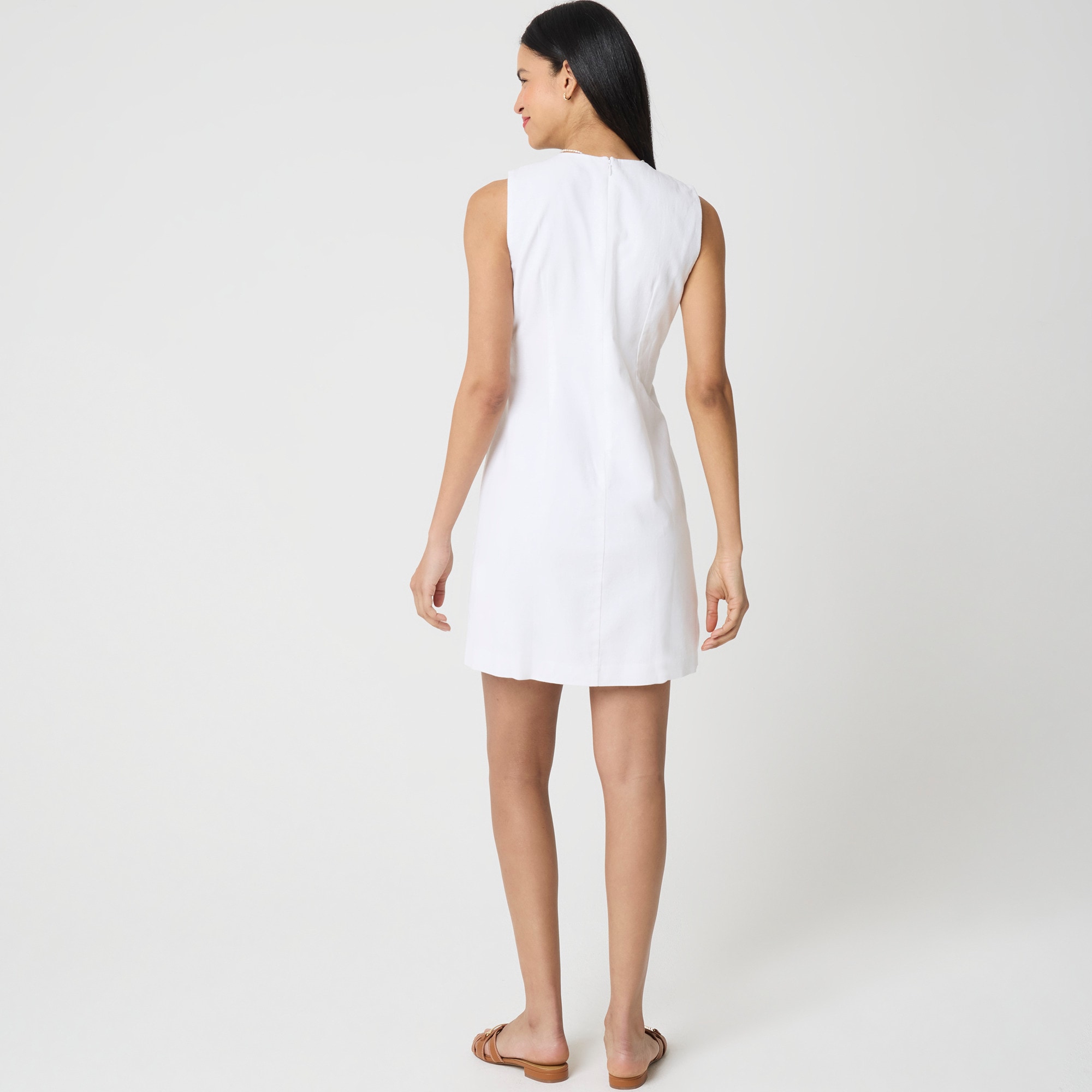 Linen-blend button-front mini dress