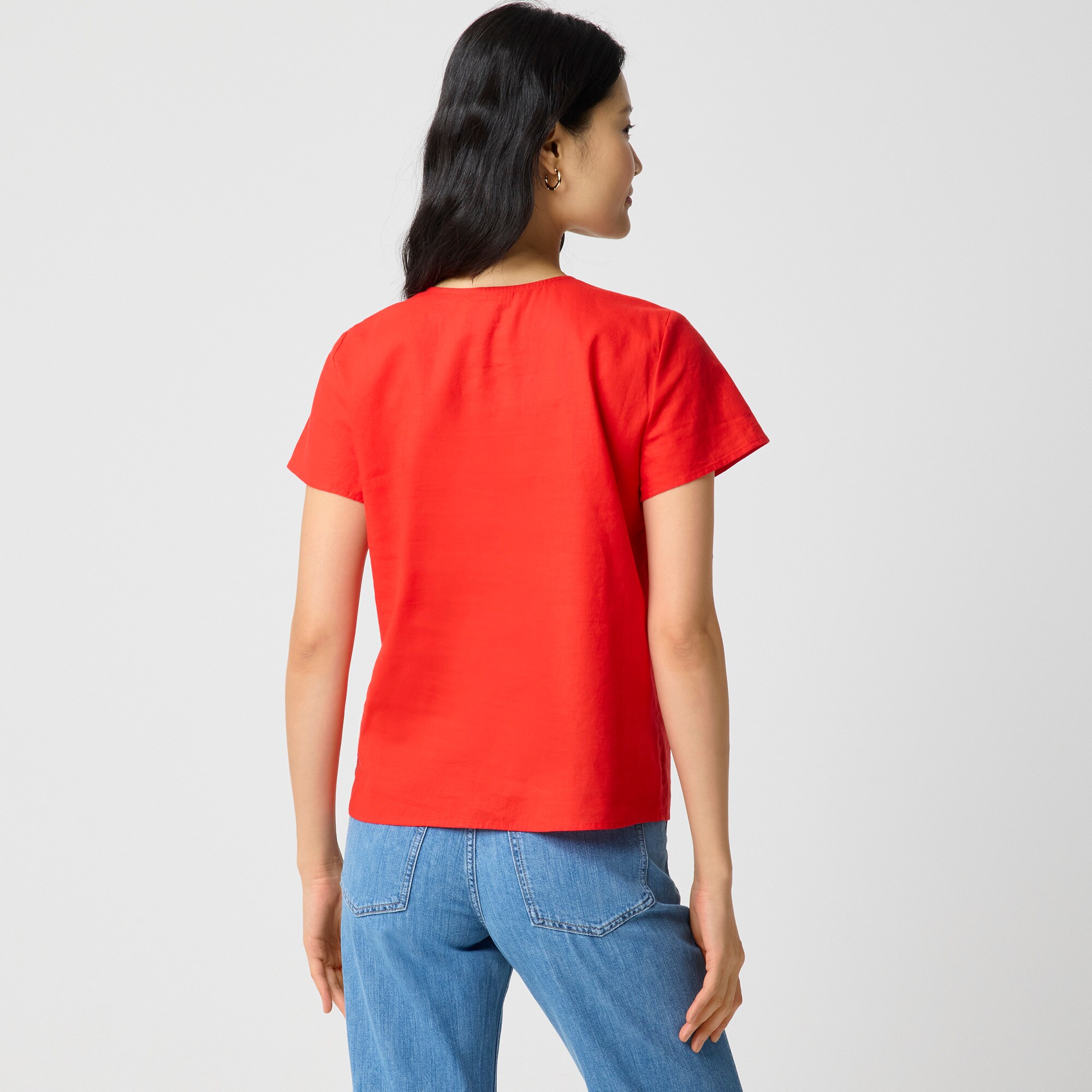 Linen-blend button-shoulder shirt