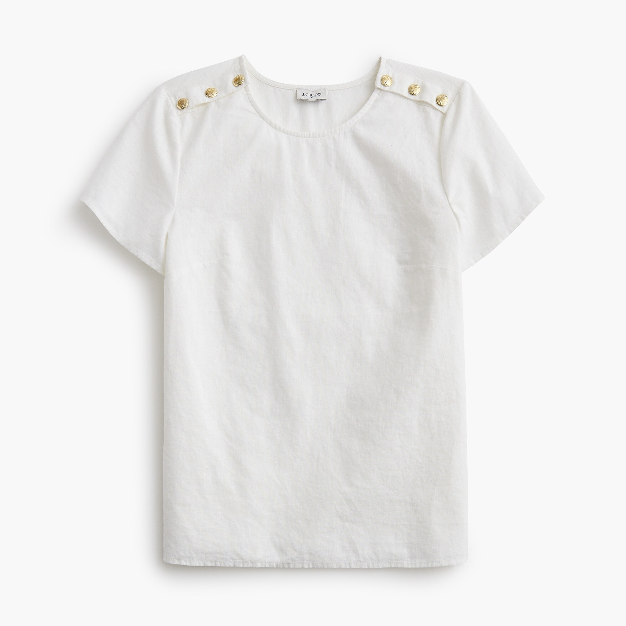 Linen-blend button-shoulder shirt