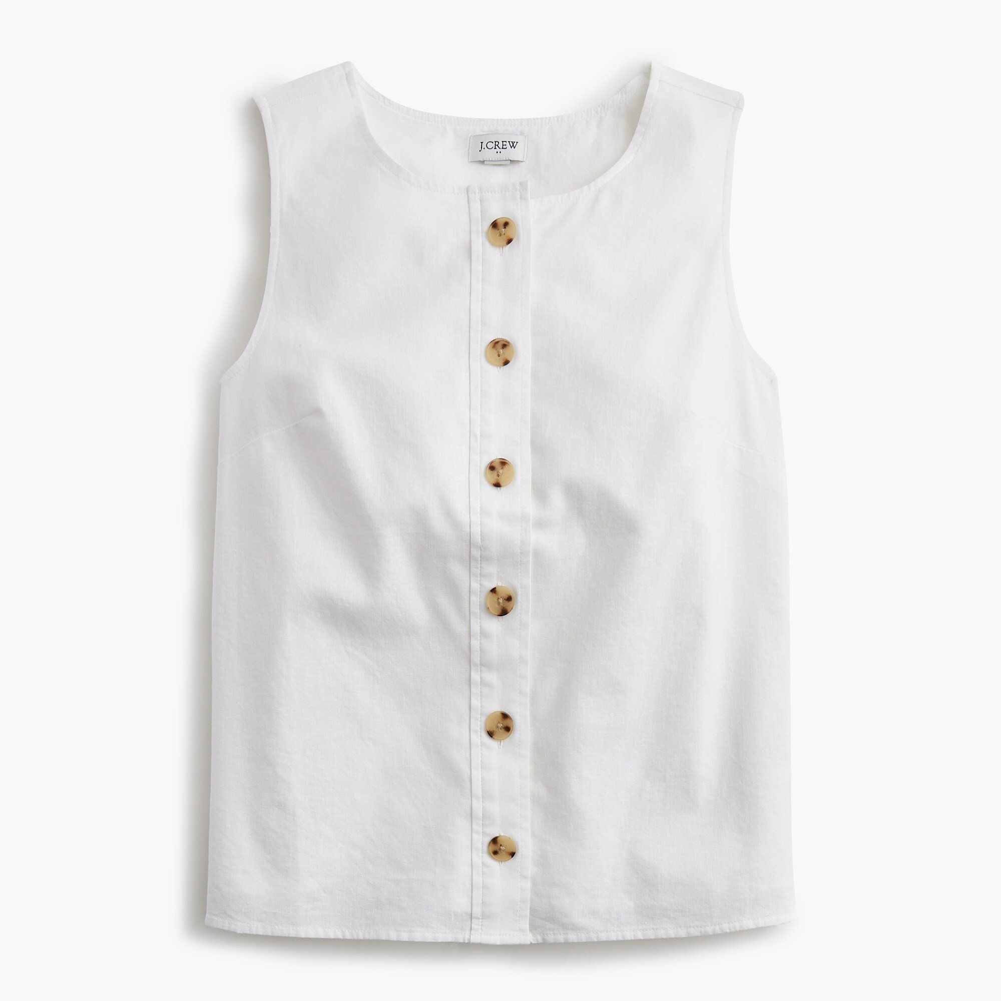 linen-blend button-front shell for women