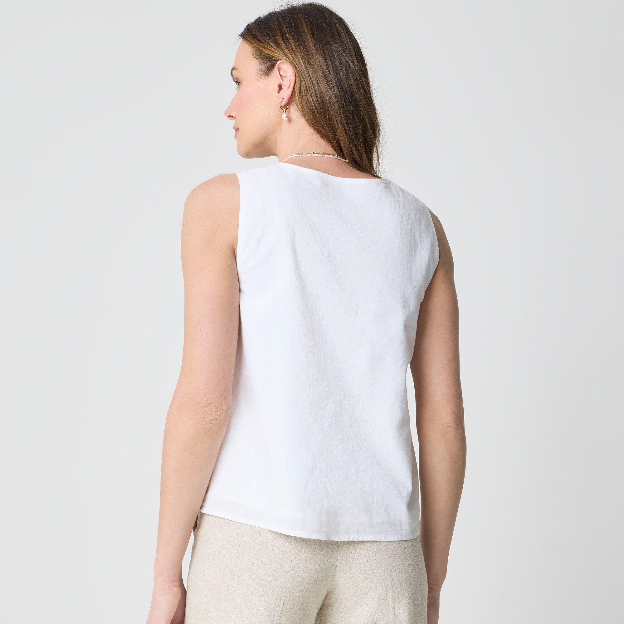 Linen-blend button-front shell