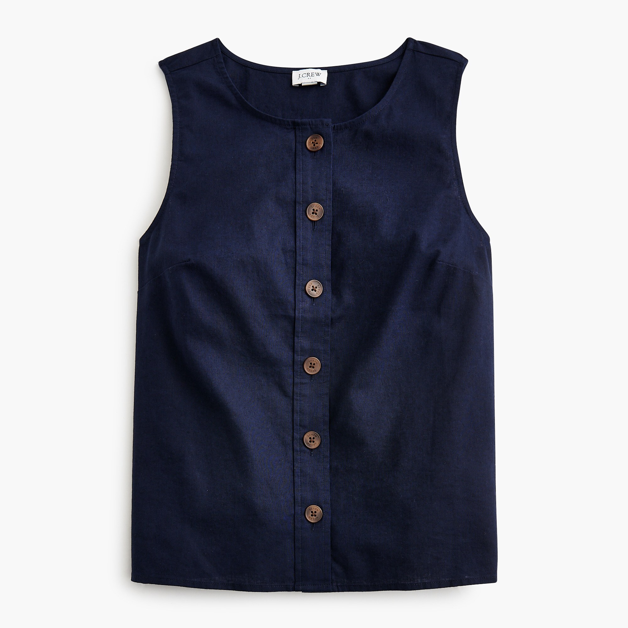 Linen-blend button-front shell