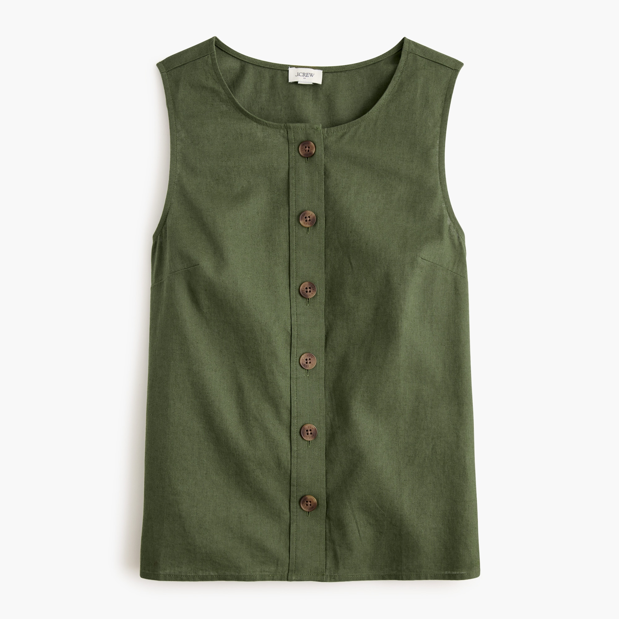 Linen-blend button-front shell