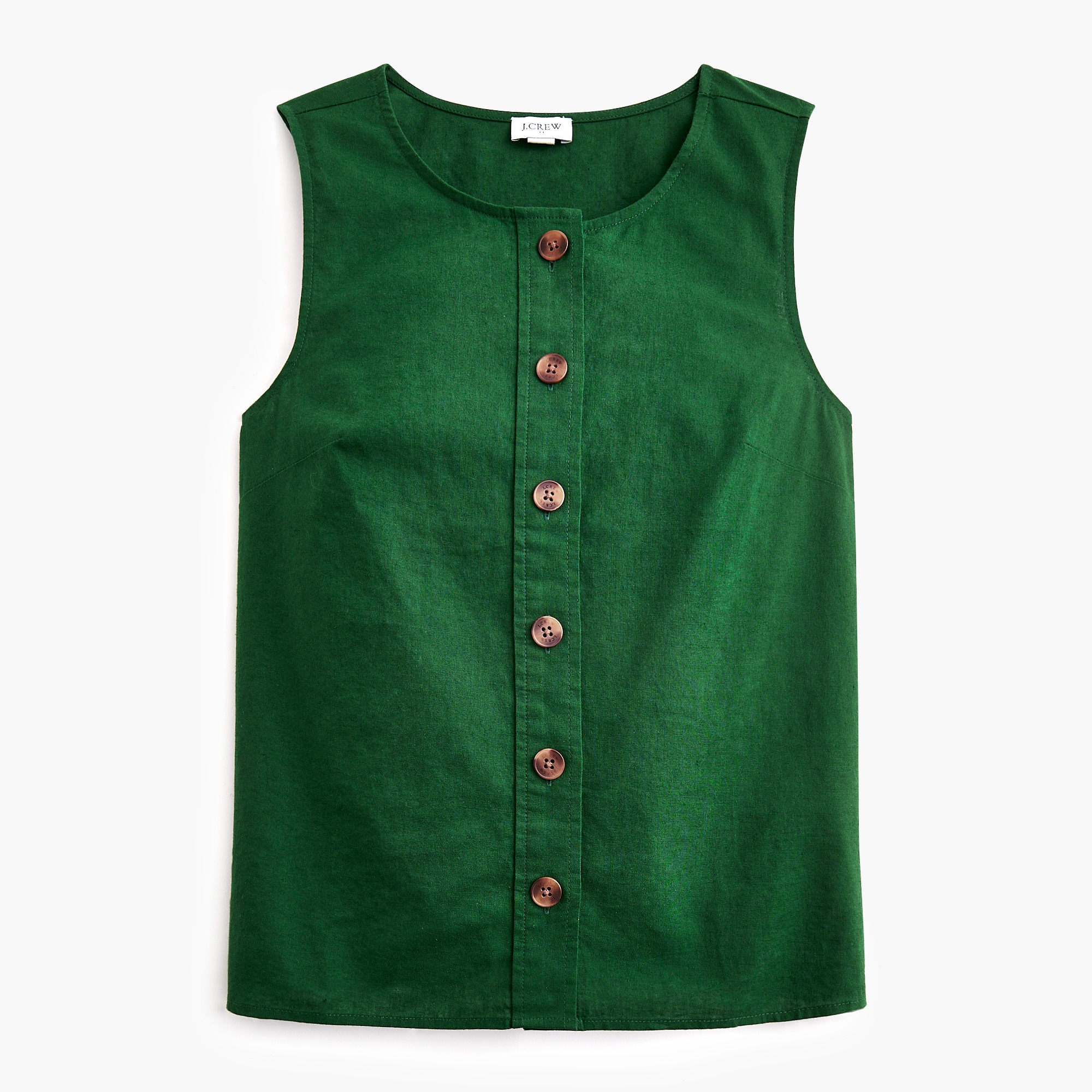 linen-blend button-front shell for women