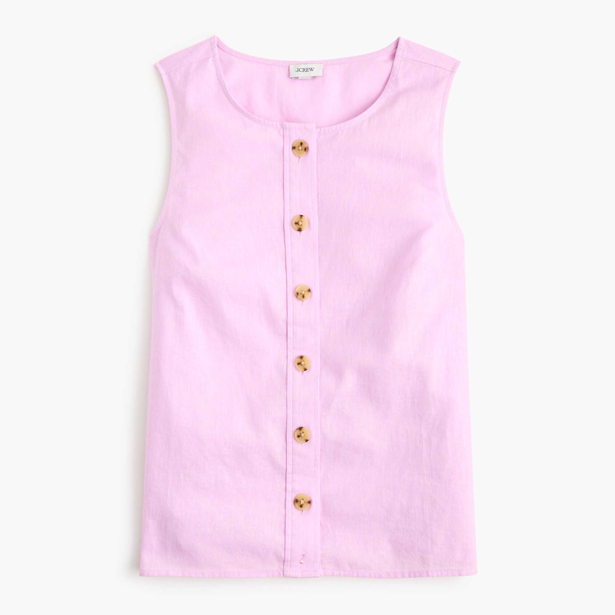 Linen-blend button-front shell