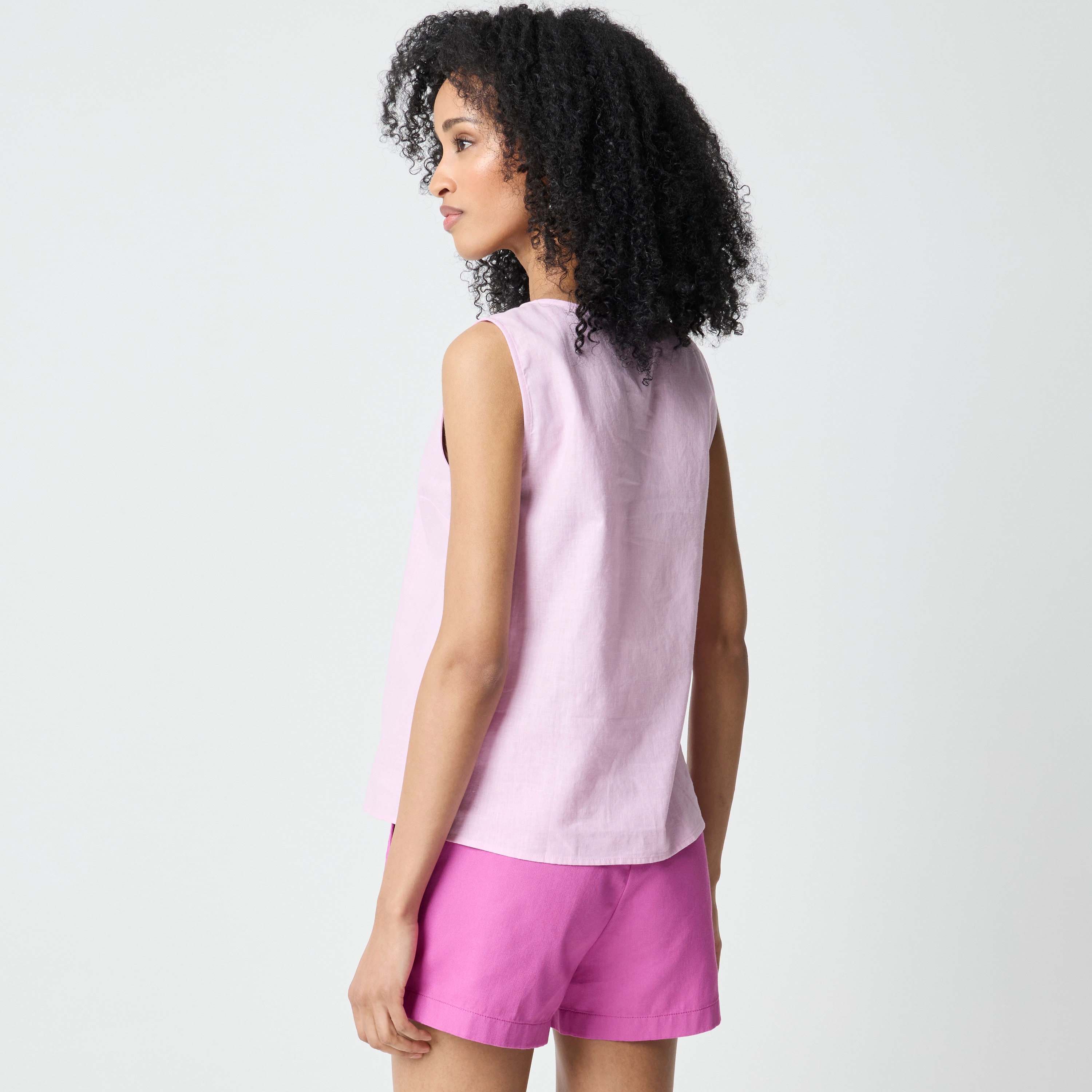 Linen-blend button-front shell