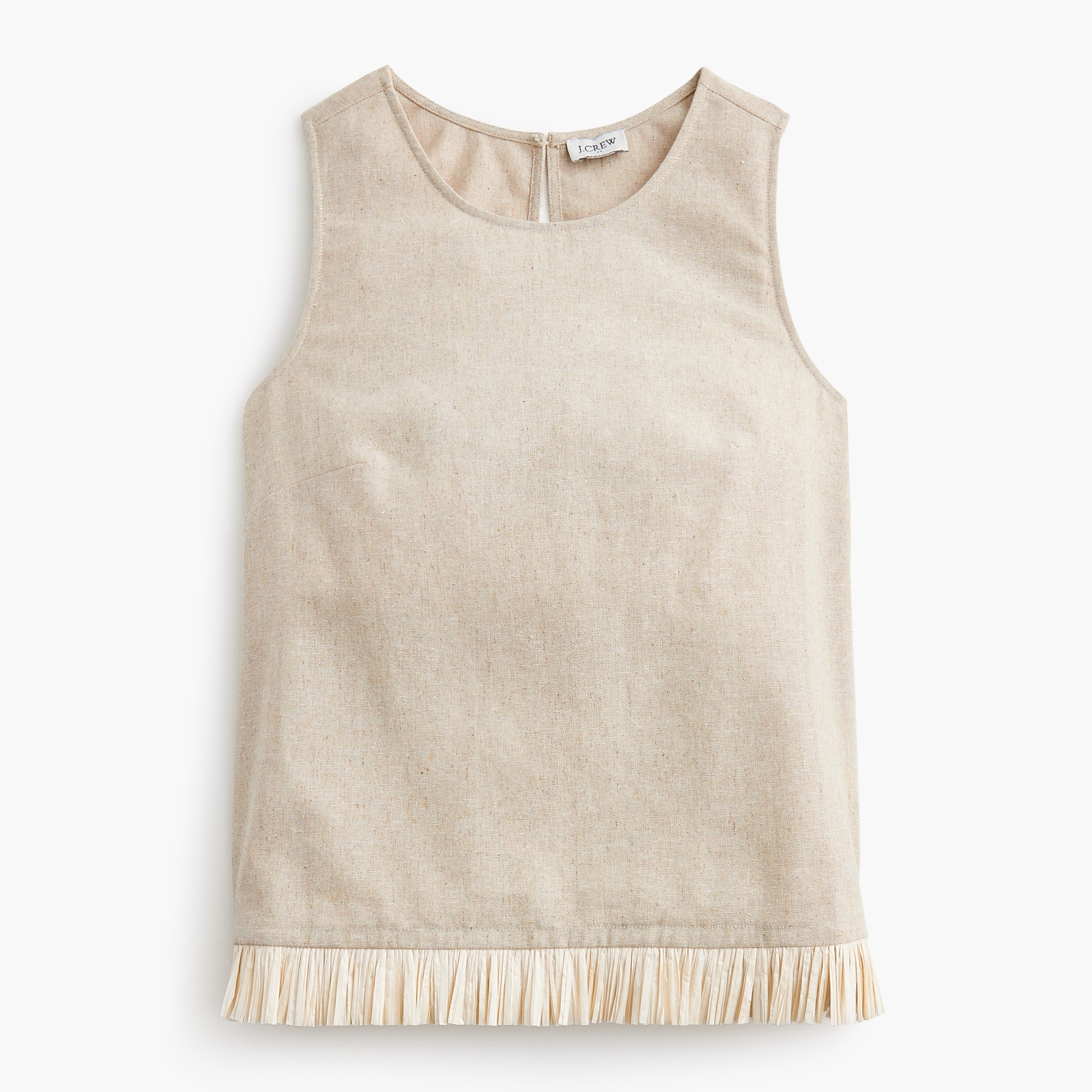 Straw-trim linen-blend shell