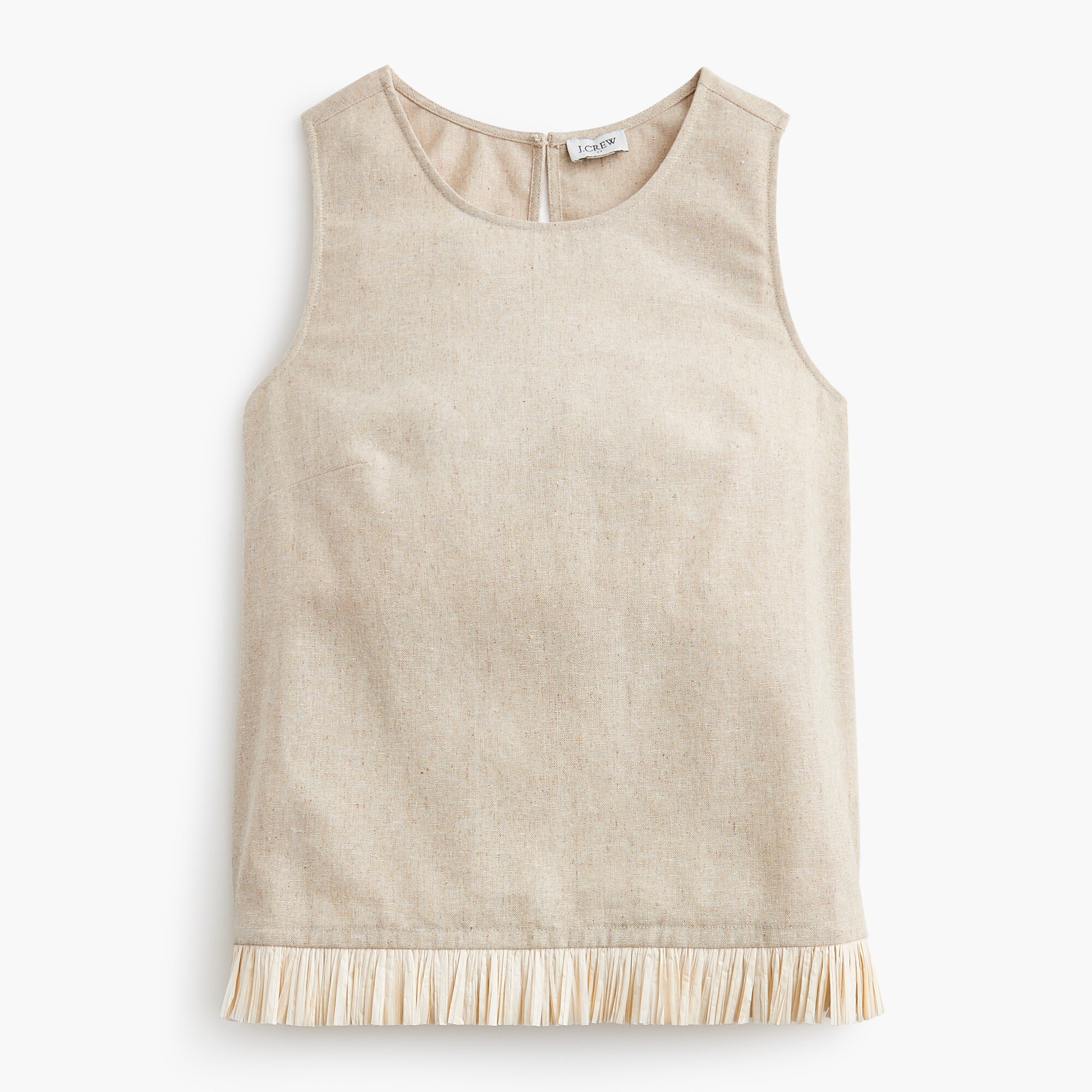 straw-trim linen-blend shell for women
