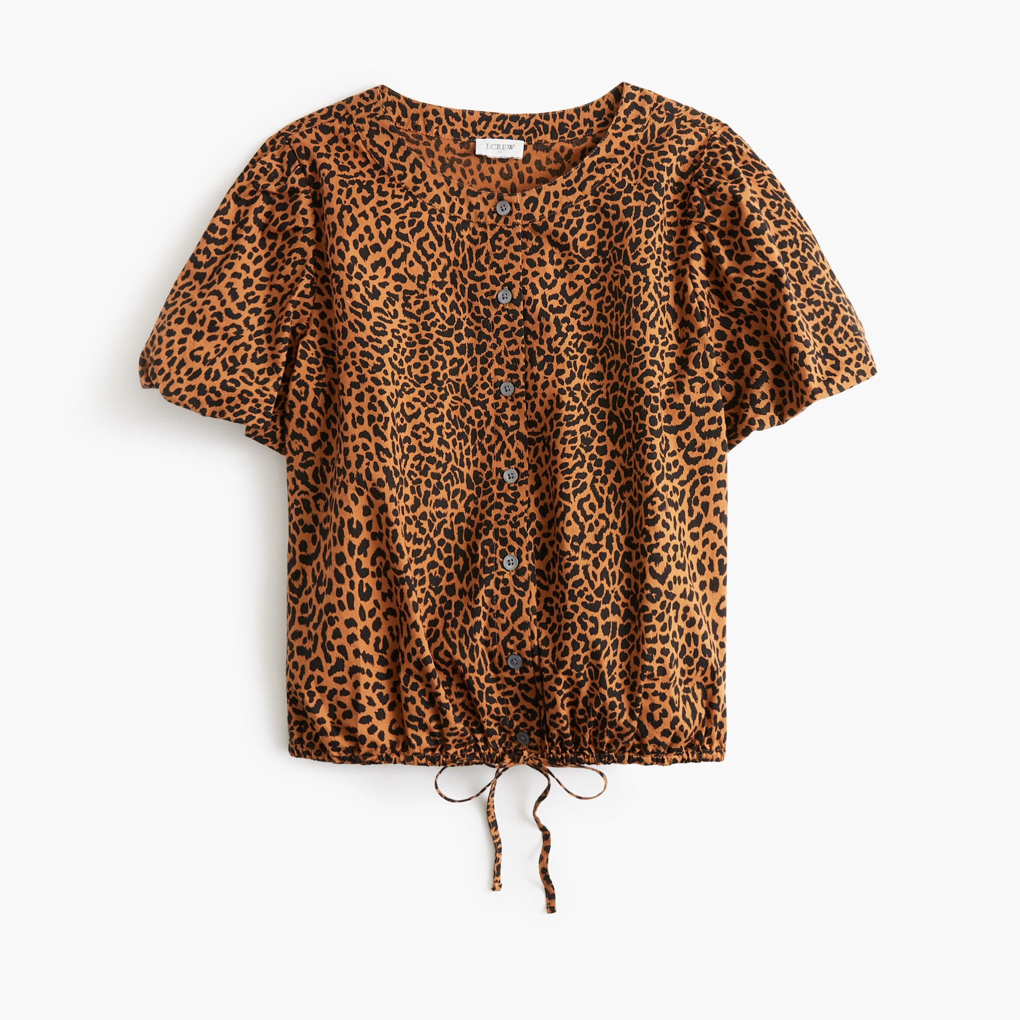 womens Puff-sleeve tie-waist top