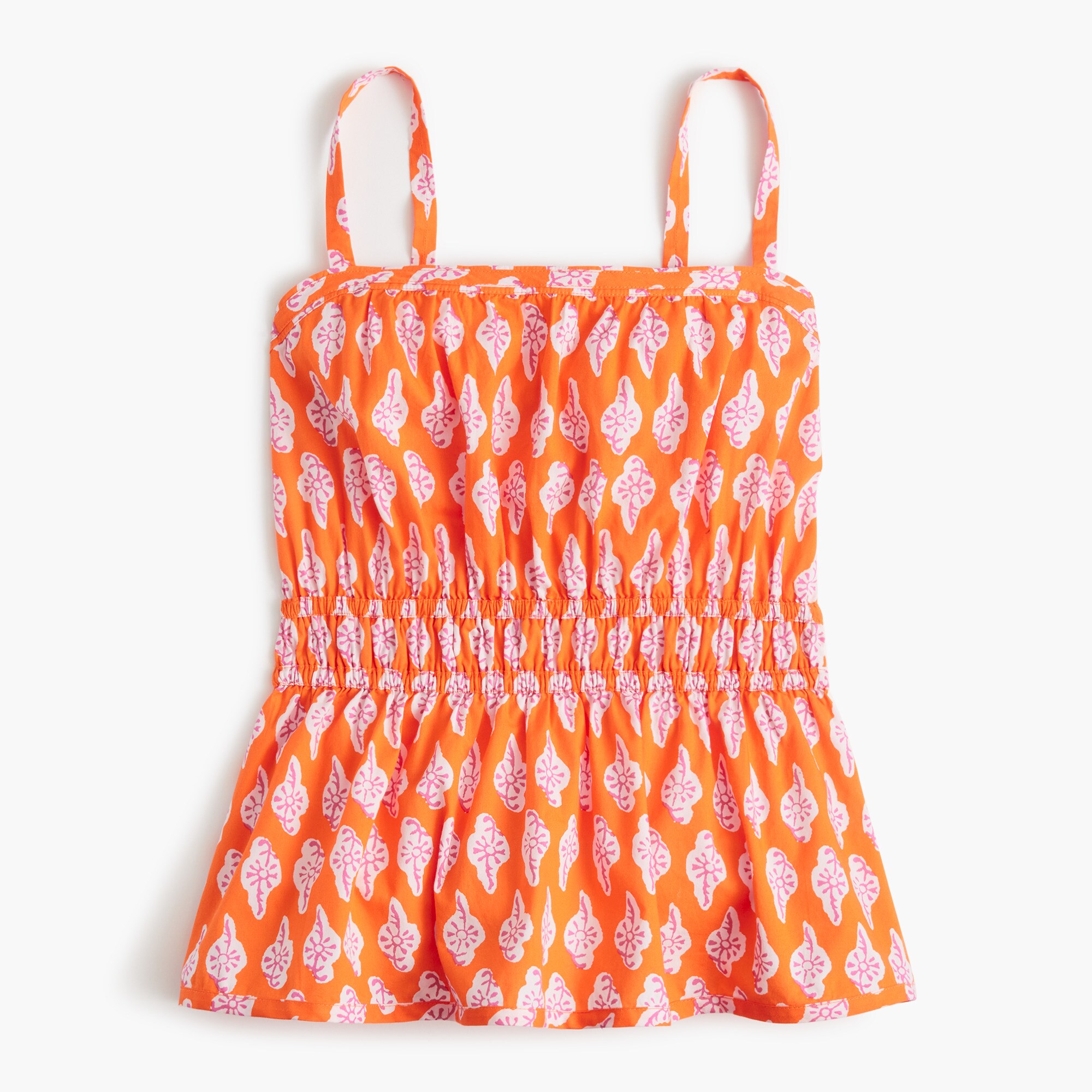 printed strappy shirred top for women