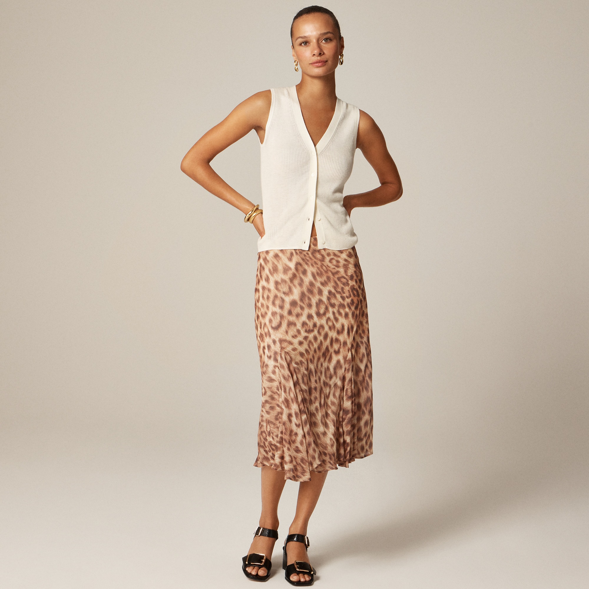 Perfect-fit elbow-sleeve T-shirt in stripe with gold buttons