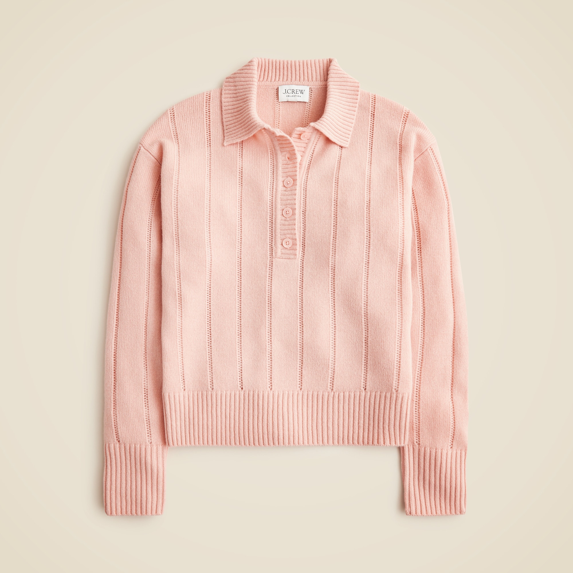 womens Cashmere pointelle sweater-polo