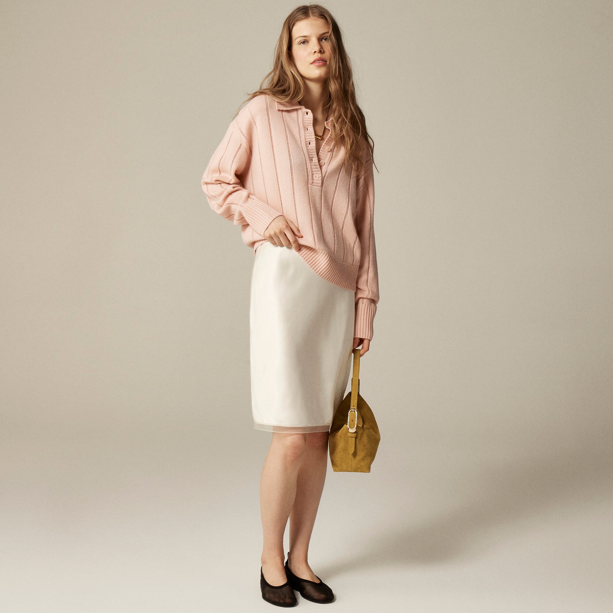 Cashmere pointelle sweater-polo