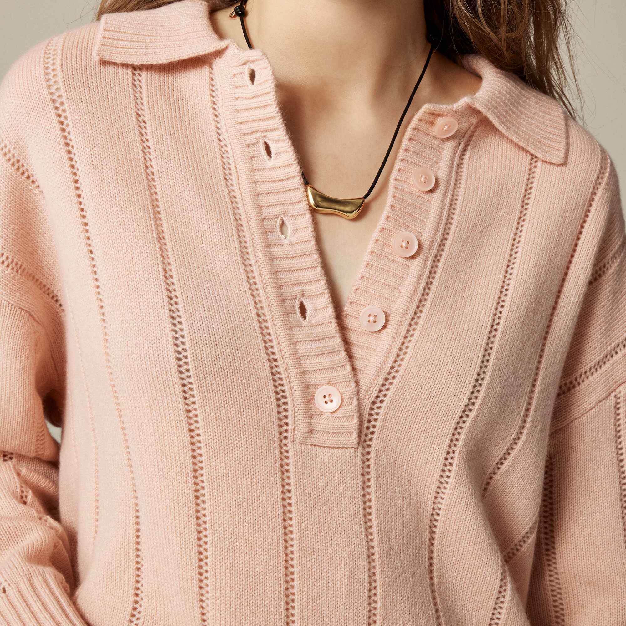 Cashmere pointelle sweater-polo